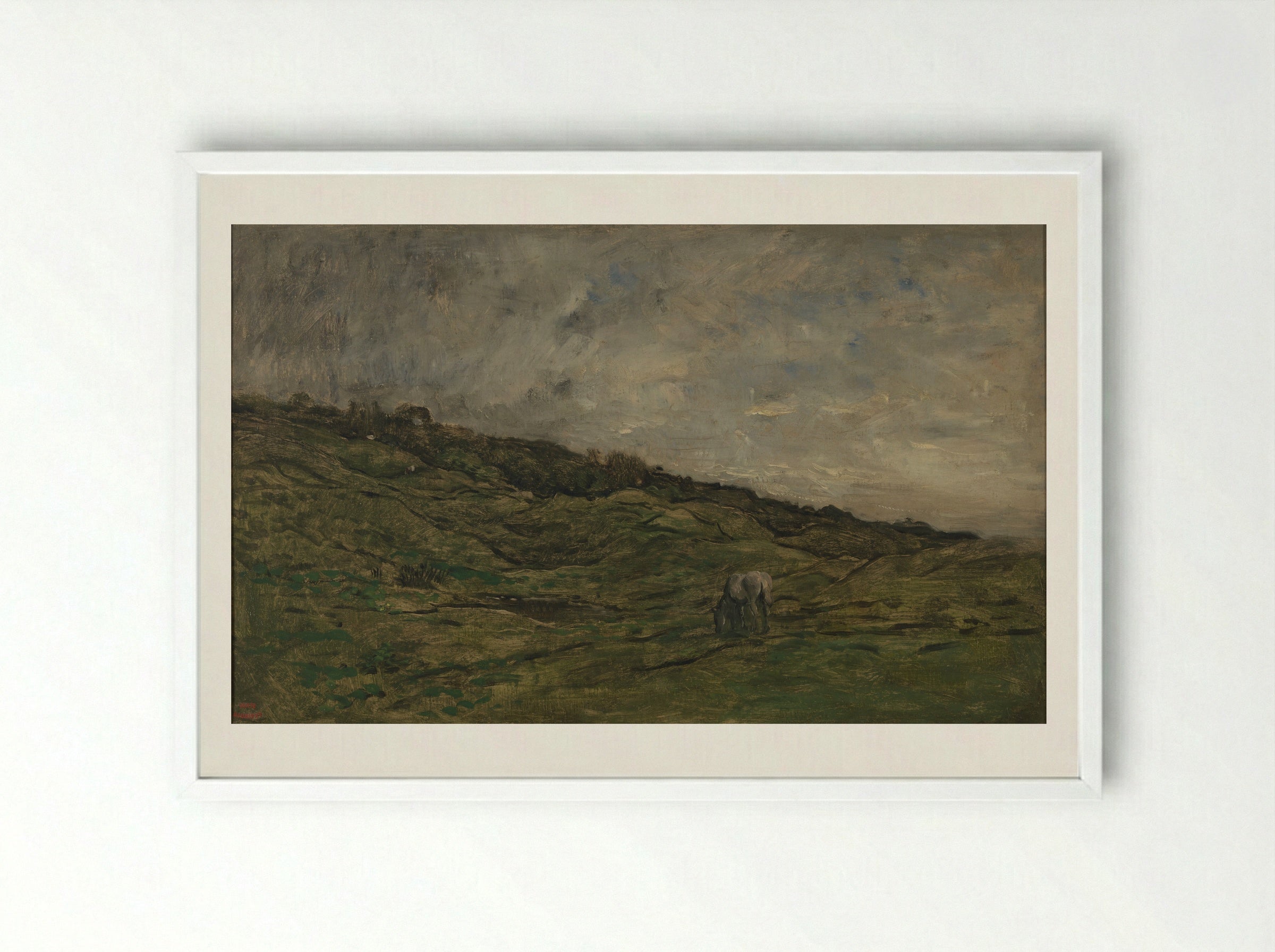 Landscape near Villerville - Charles-François Daubigny - Framed Print White