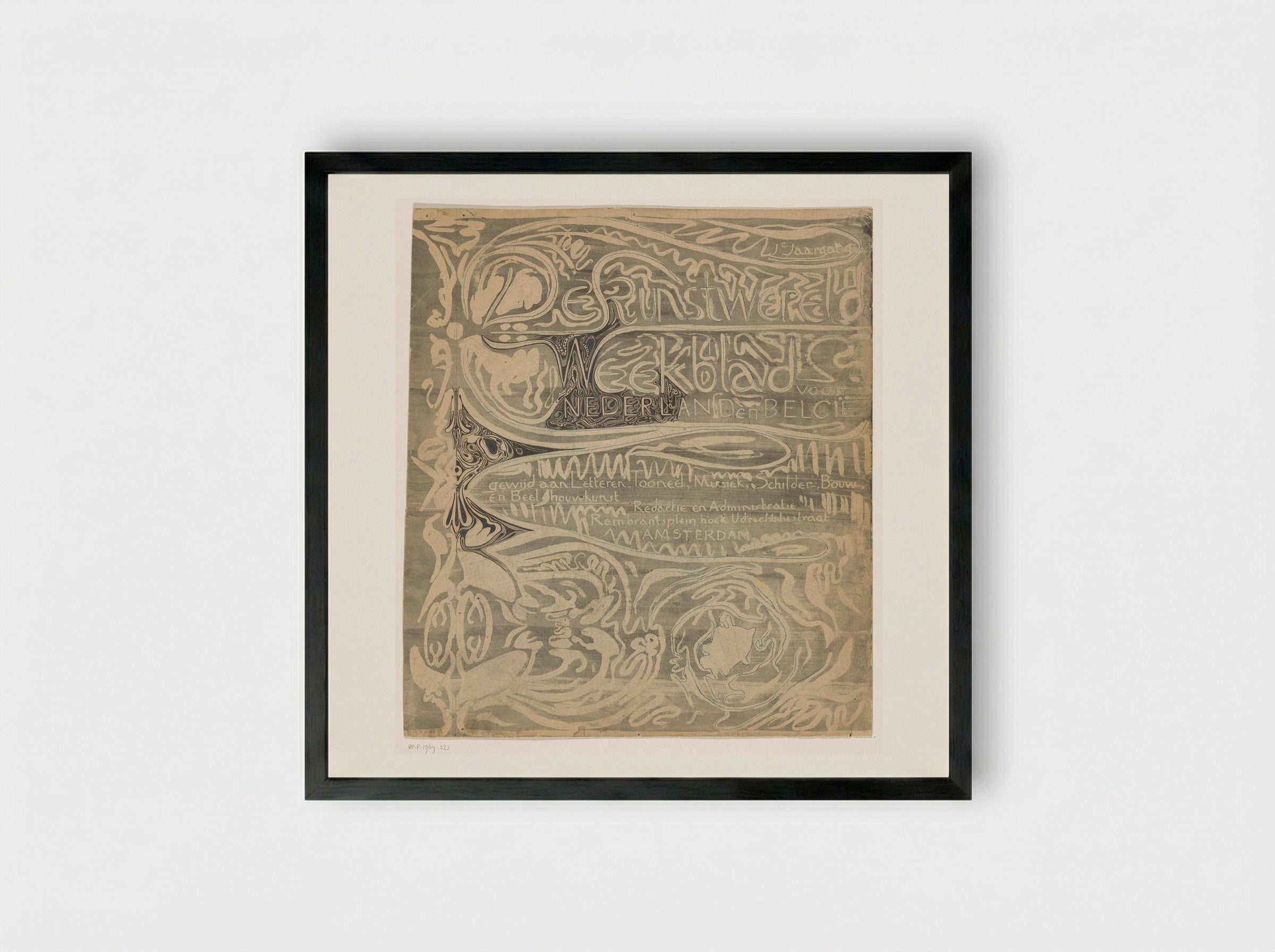 Omslagontwerp voor: De kunstwereld - Carel Adolph Lion Cachet - Framed Print Black