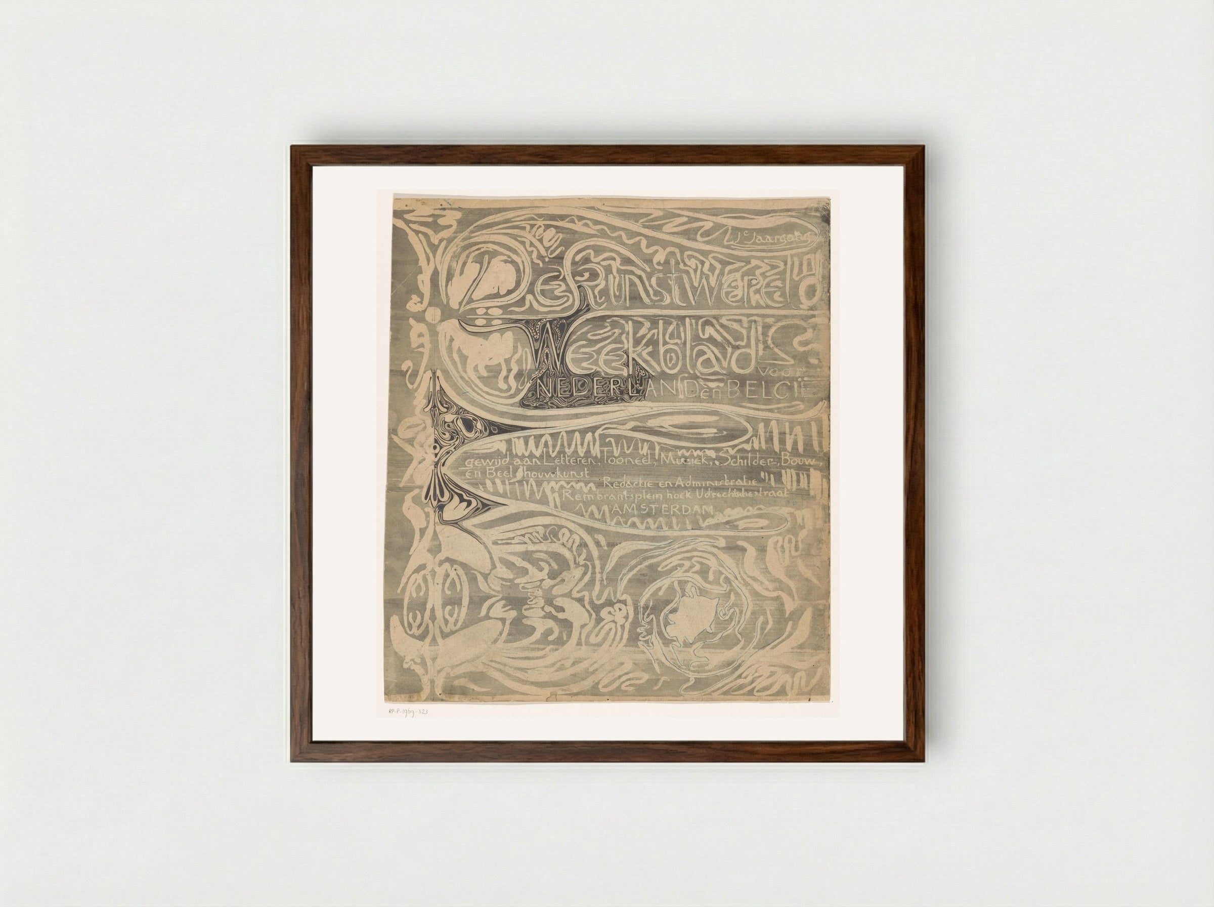 Omslagontwerp voor: De kunstwereld - Carel Adolph Lion Cachet - Framed Print Dark Wood