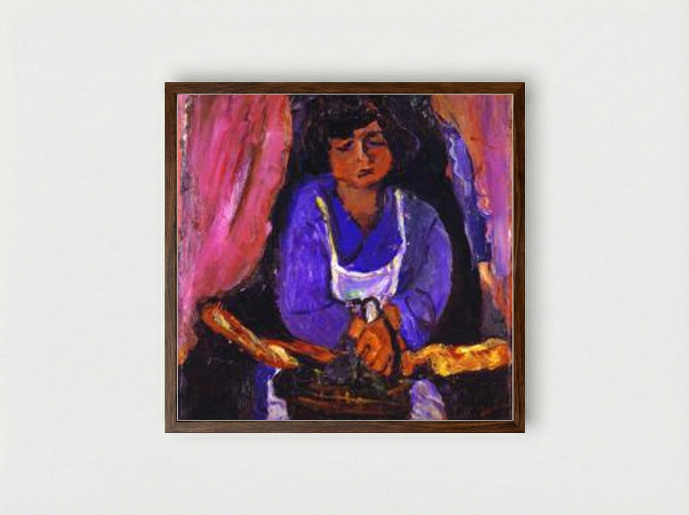 Servant Girl in Blue - Chaim Soutine - Framed Print Dark Wood