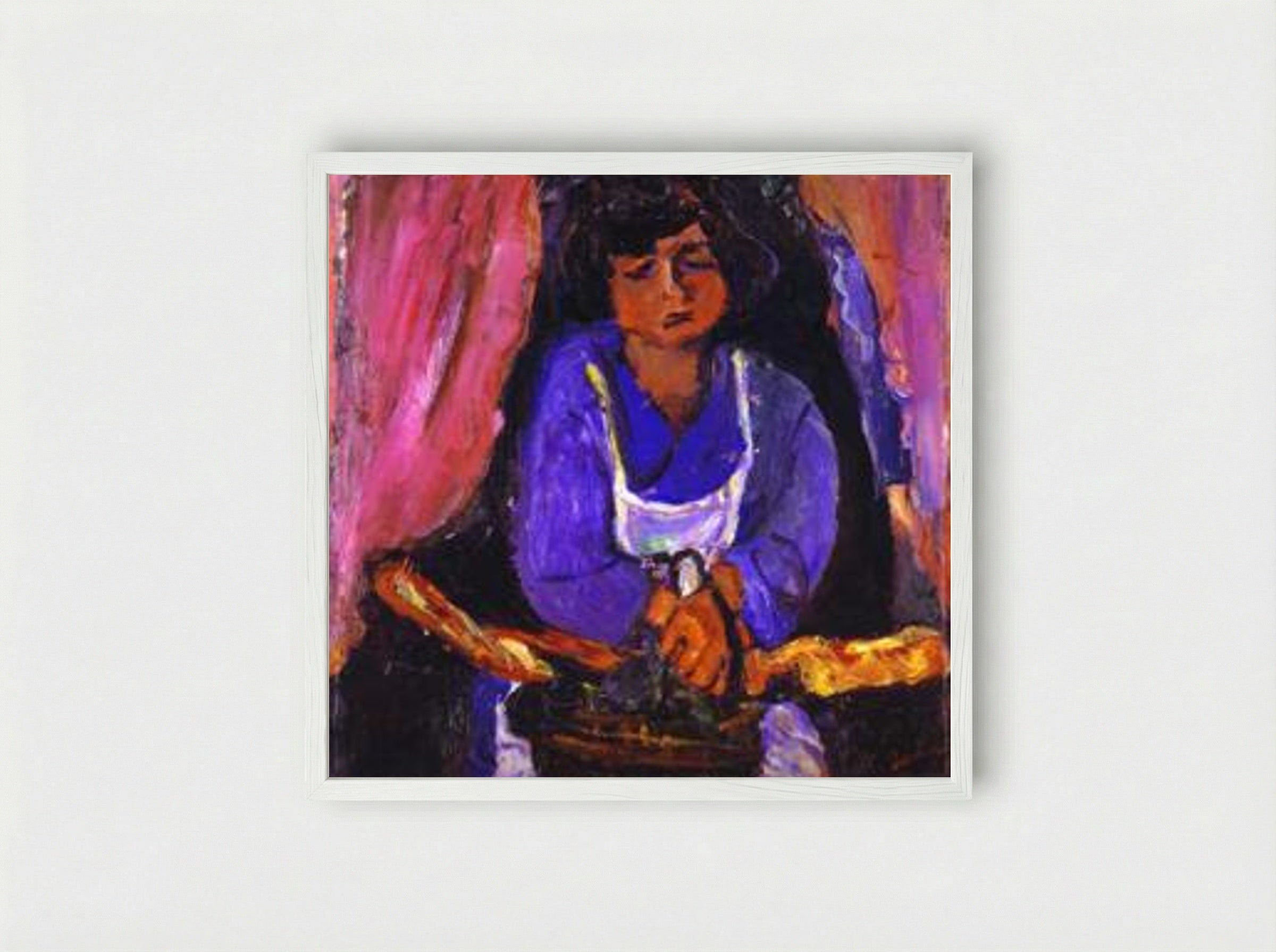 Servant Girl in Blue - Chaim Soutine - Framed Print White