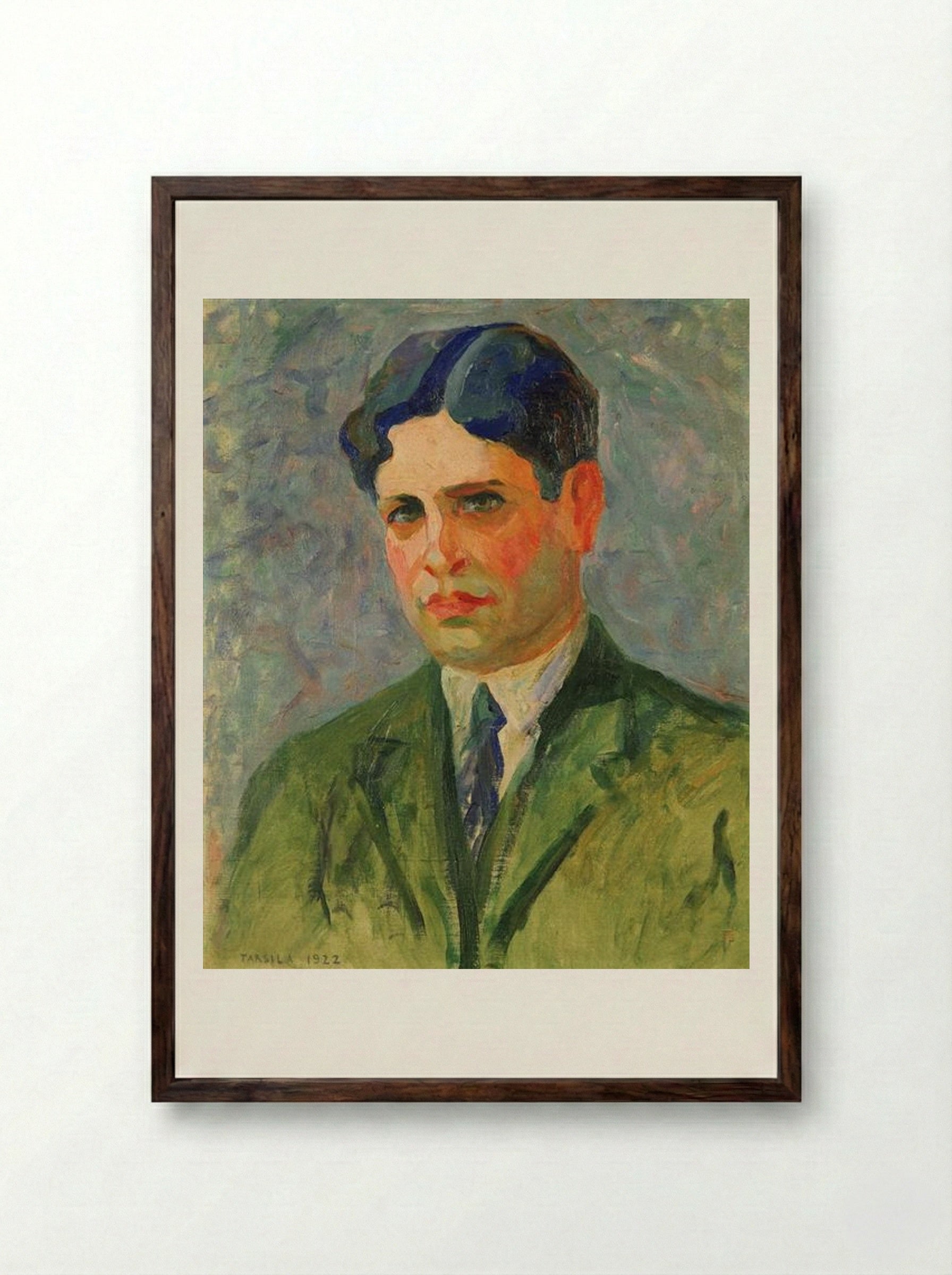 Portrait of Oswald de Andrade - Tarsila do Amaral - Framed Print Dark Wood