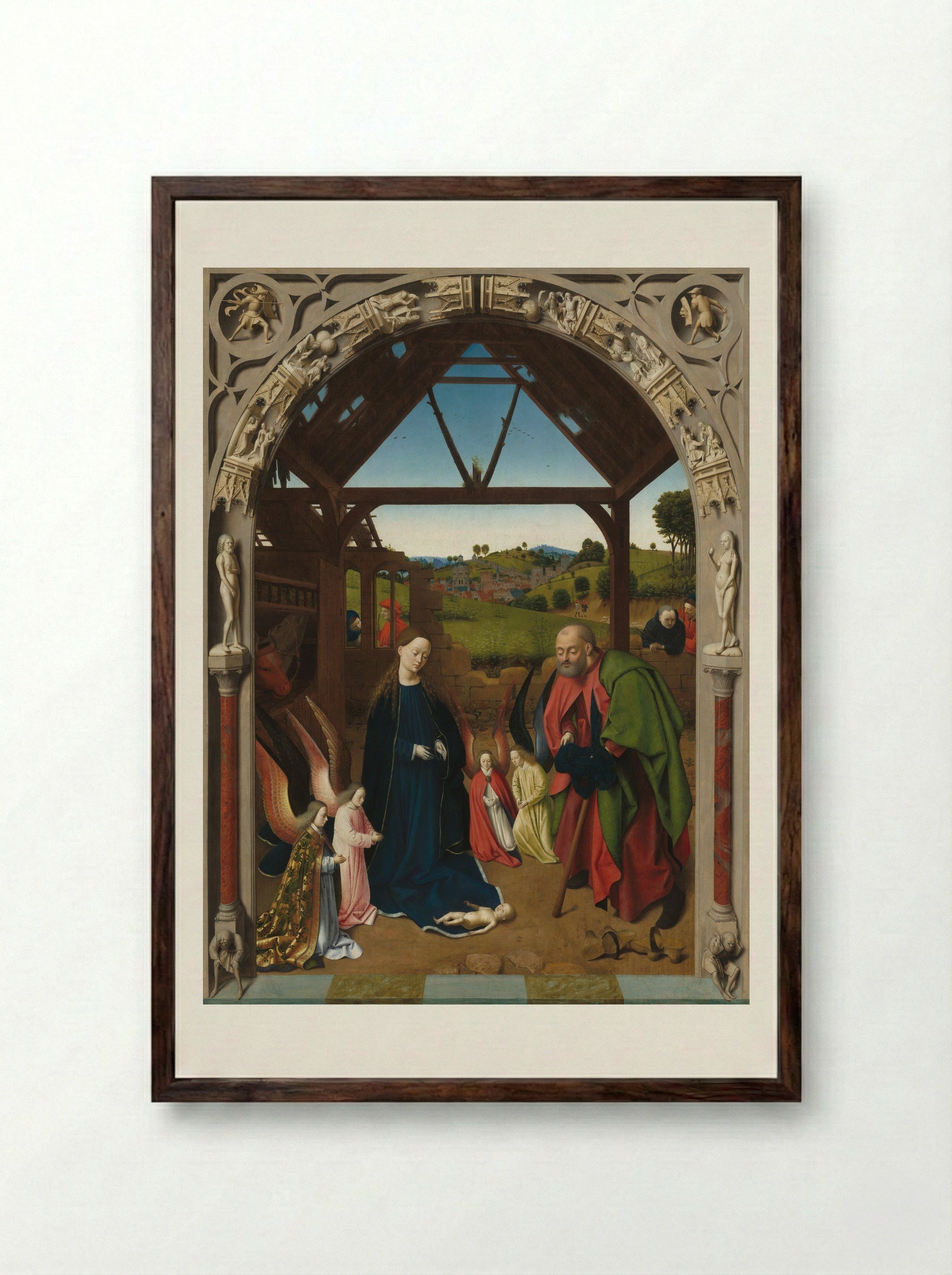 Nativity - Petrus Christus - Framed Print Dark Wood