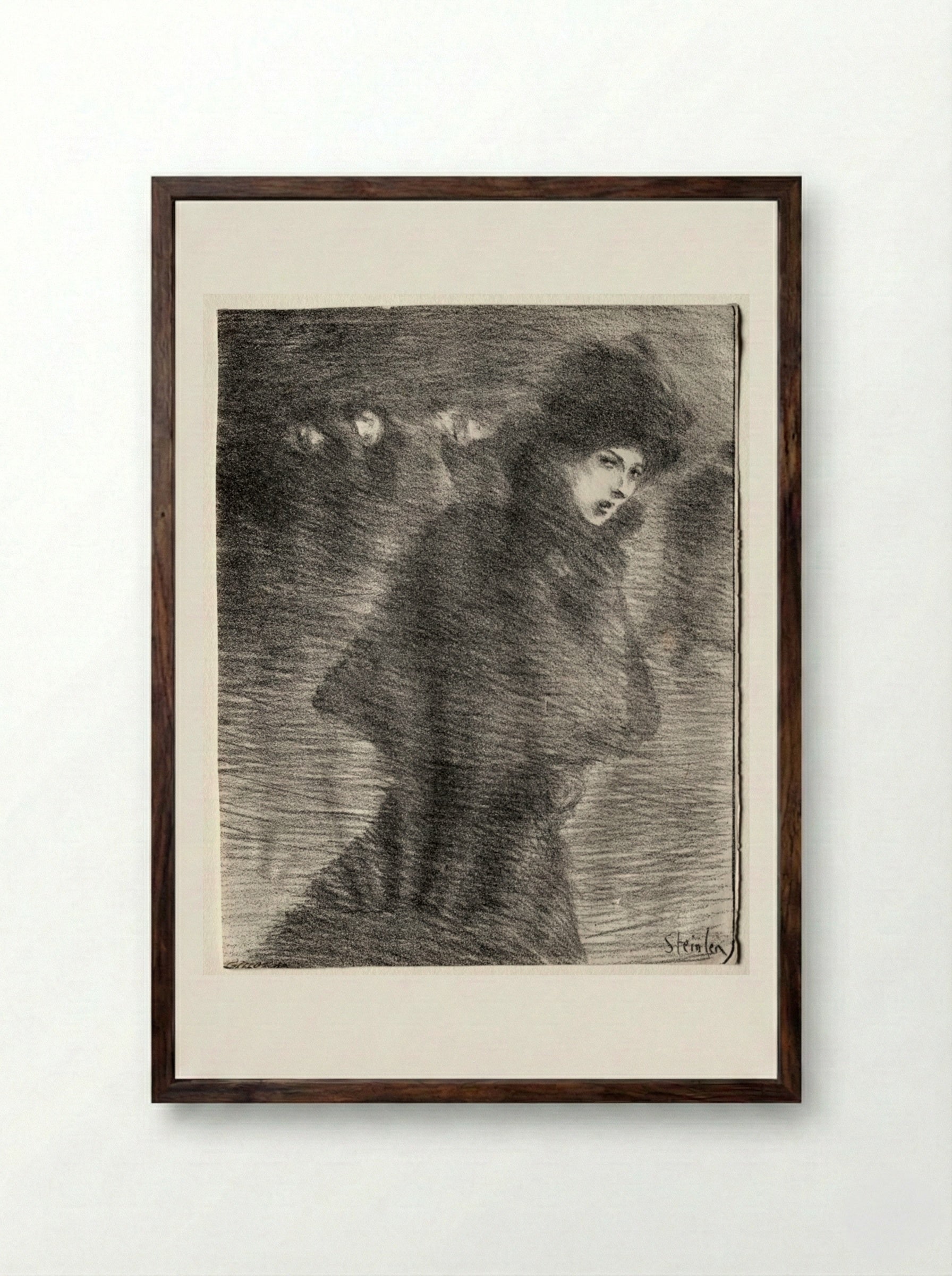 A Woman Passing By - Théophile Alexandre Steinlen - Framed Print Dark Wood