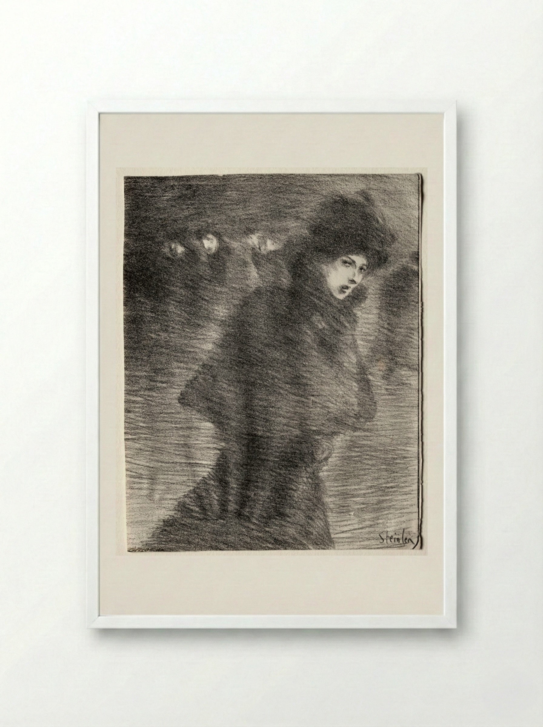 A Woman Passing By - Théophile Alexandre Steinlen - Framed Print White