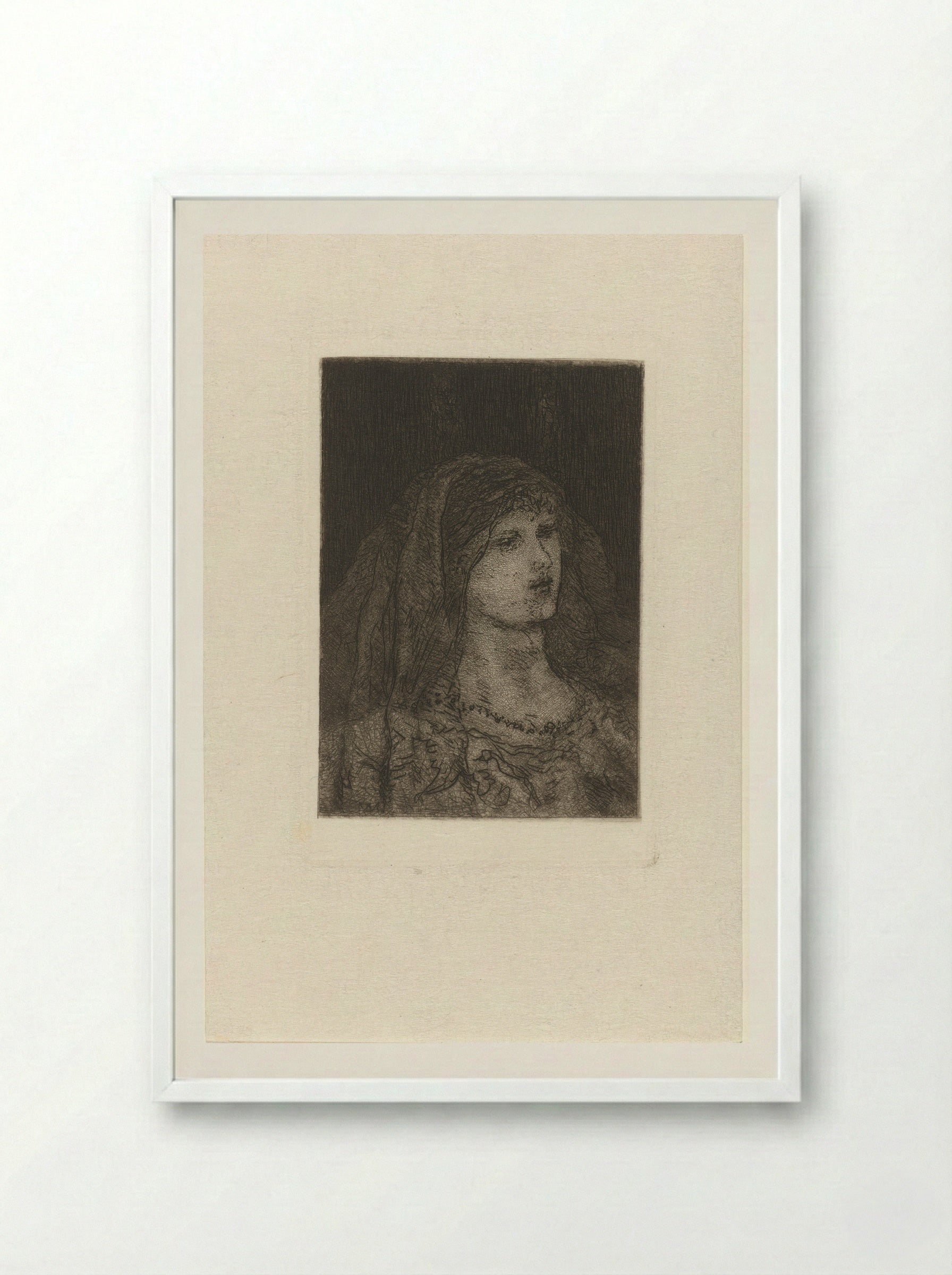 Vrouw met sluier - Matthijs Maris - Framed Print White