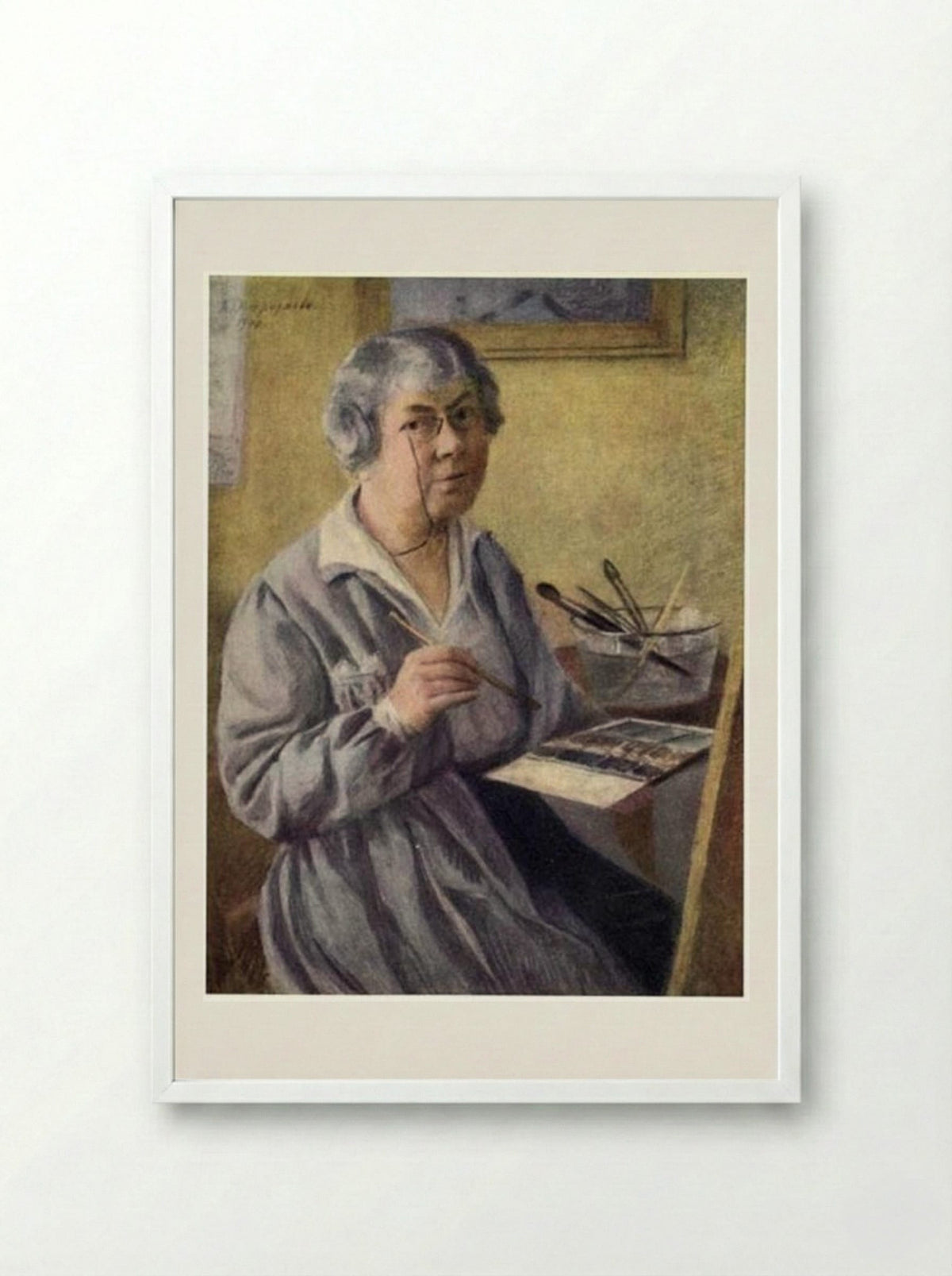 Self-portrait - Anna Ostroumova-Lebedeva - Framed Print White