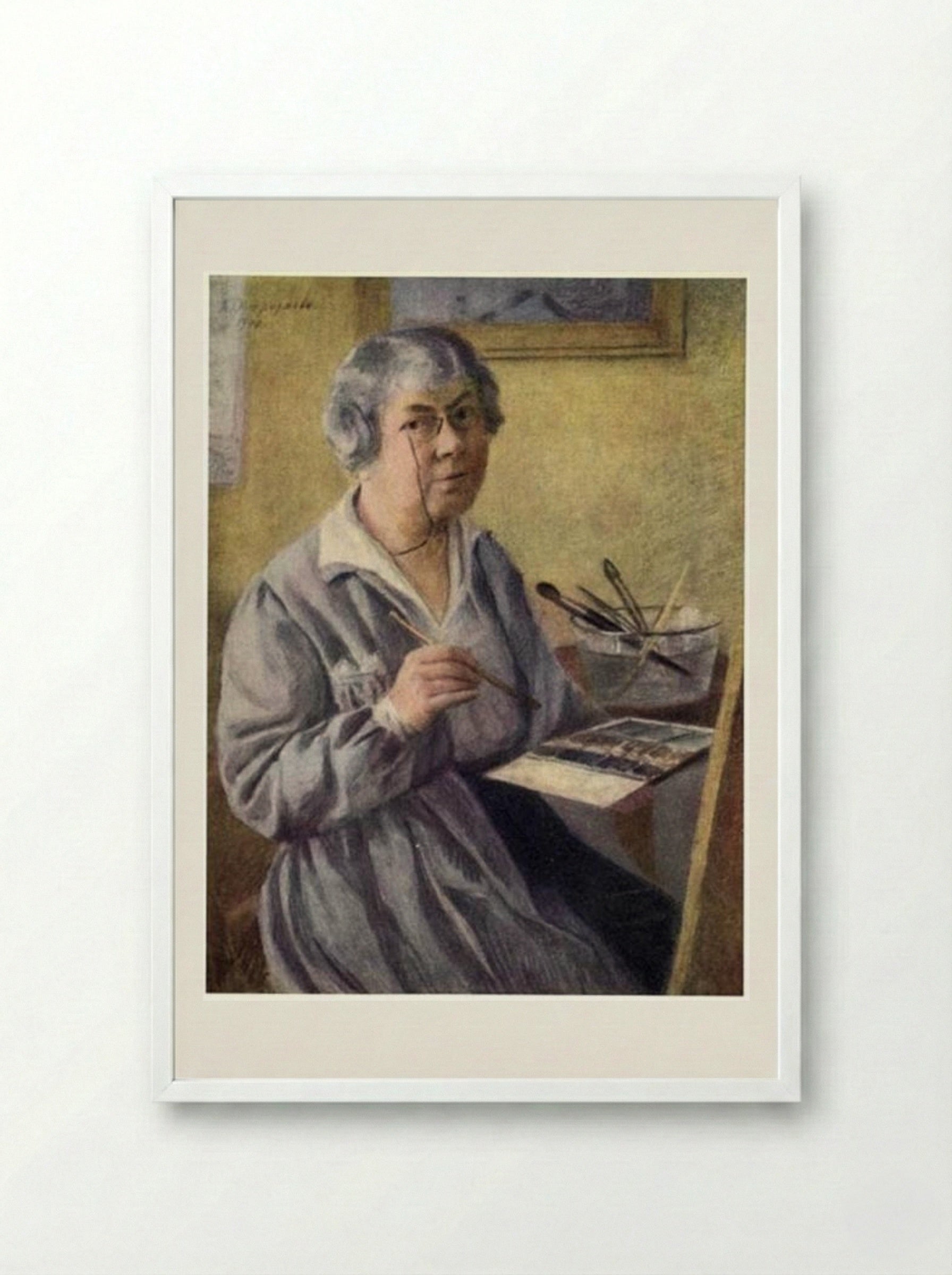 Self-portrait - Anna Ostroumova-Lebedeva - Framed Print White