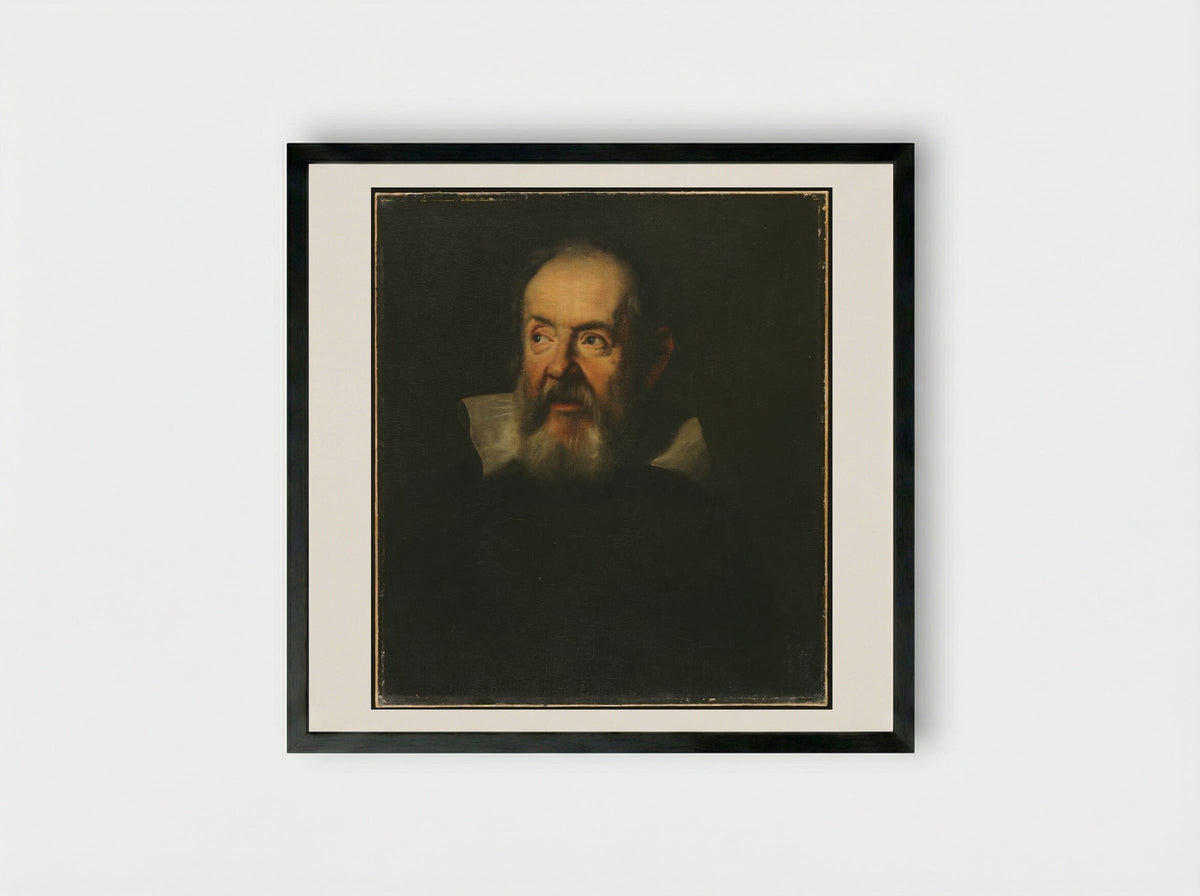 Portrait of Galileo Galilei - Unidentified Artist - Framed Print Black