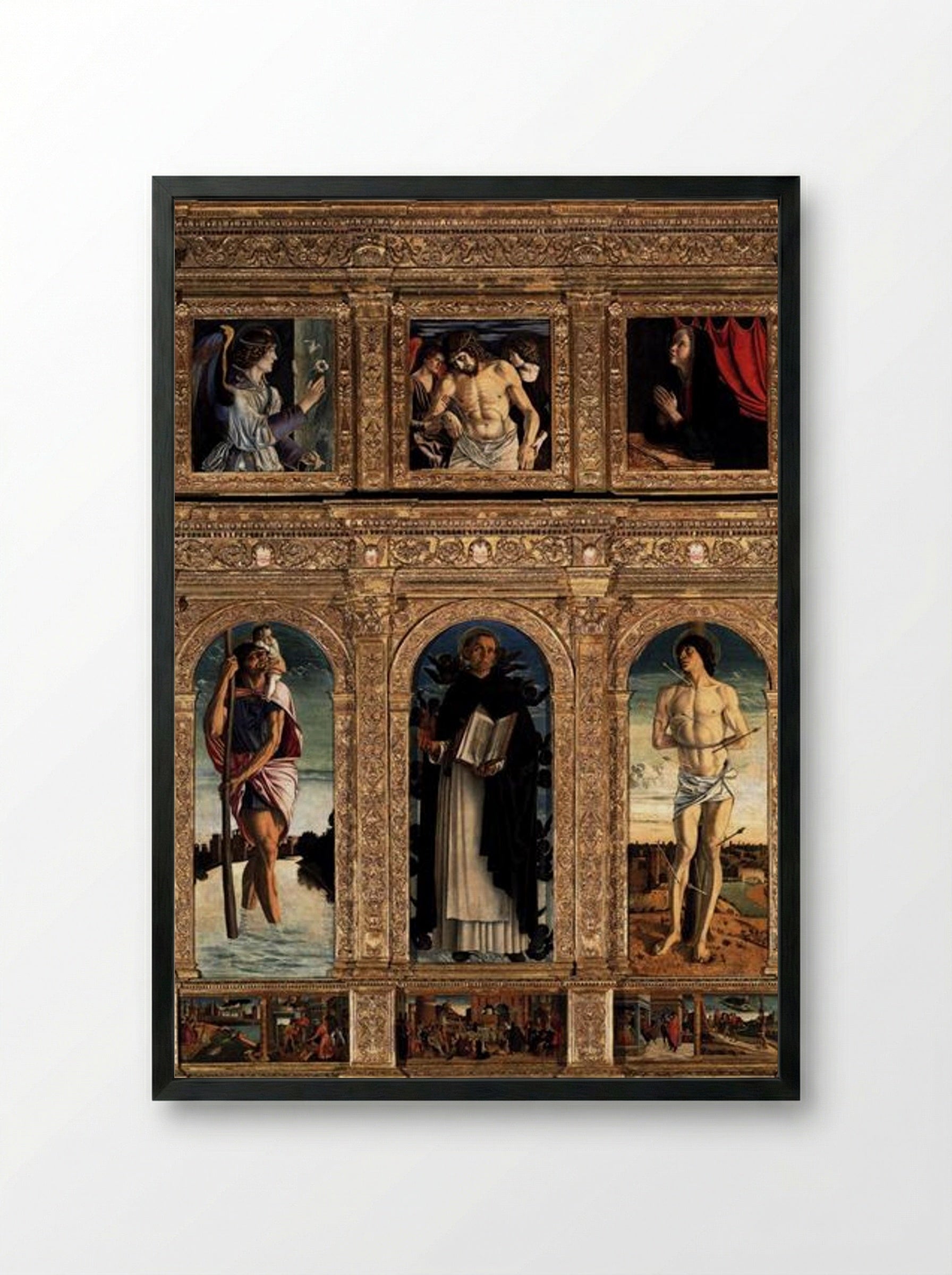 Polyptych of San Vincenzo Ferreri - Giovanni Bellini - Framed Print Black