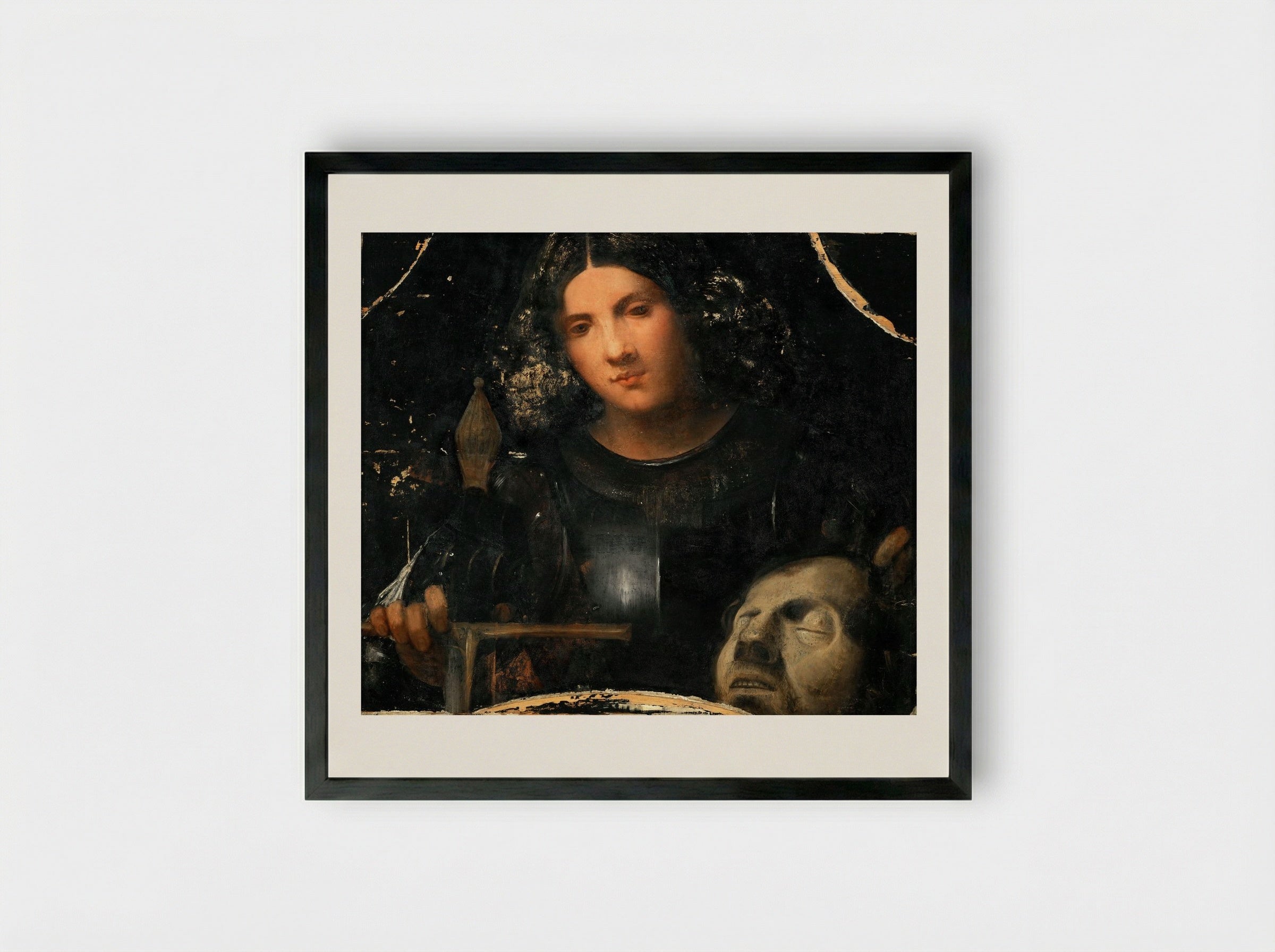 David with the Head of Goliath - Giorgione - Framed Print Black