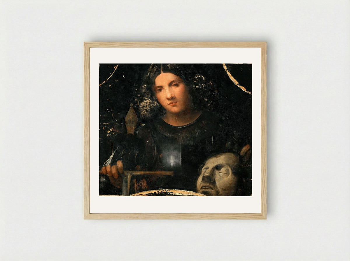 David with the Head of Goliath - Giorgione - Framed Print Wood
