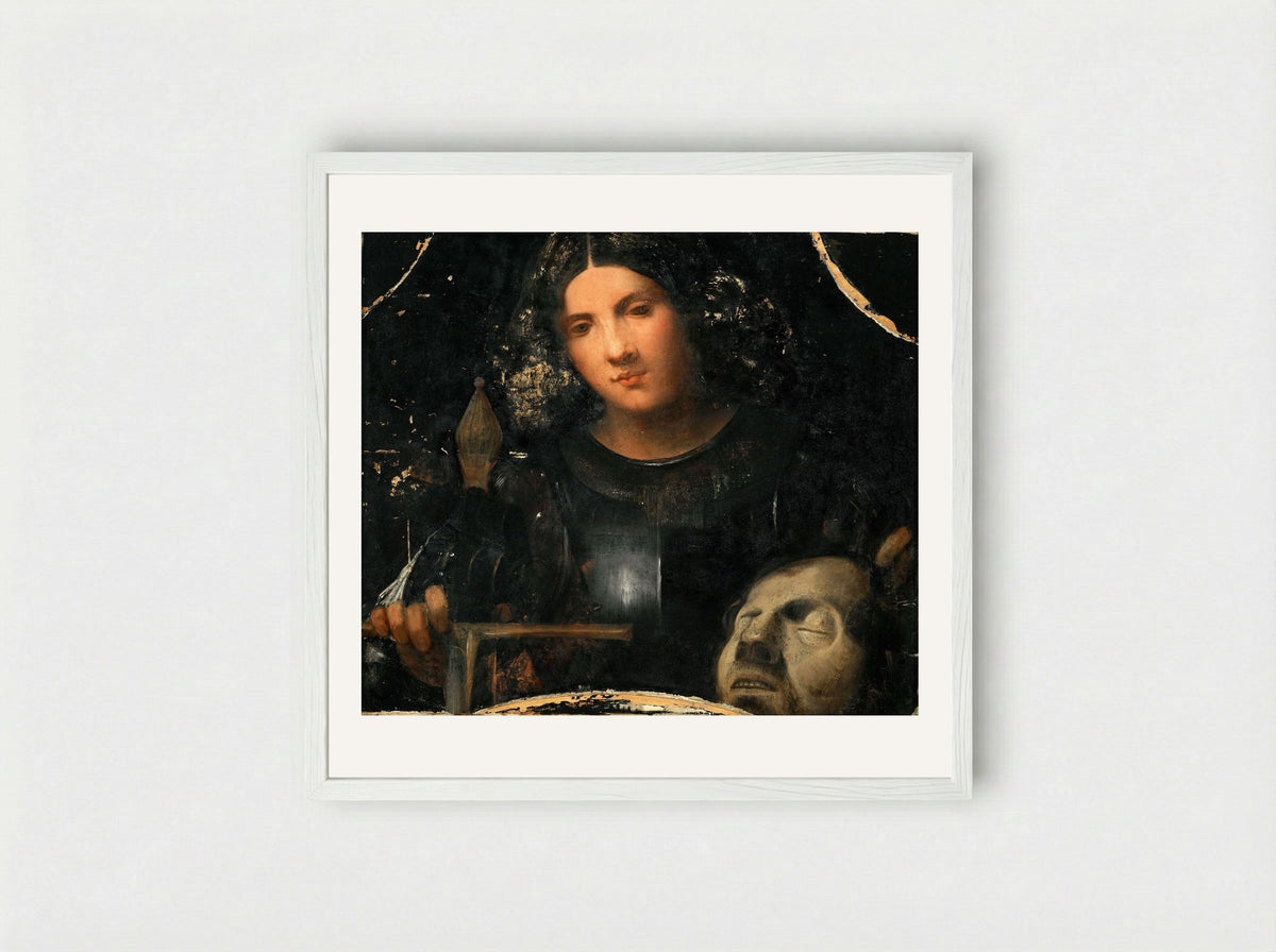 David with the Head of Goliath - Giorgione - Framed Print White