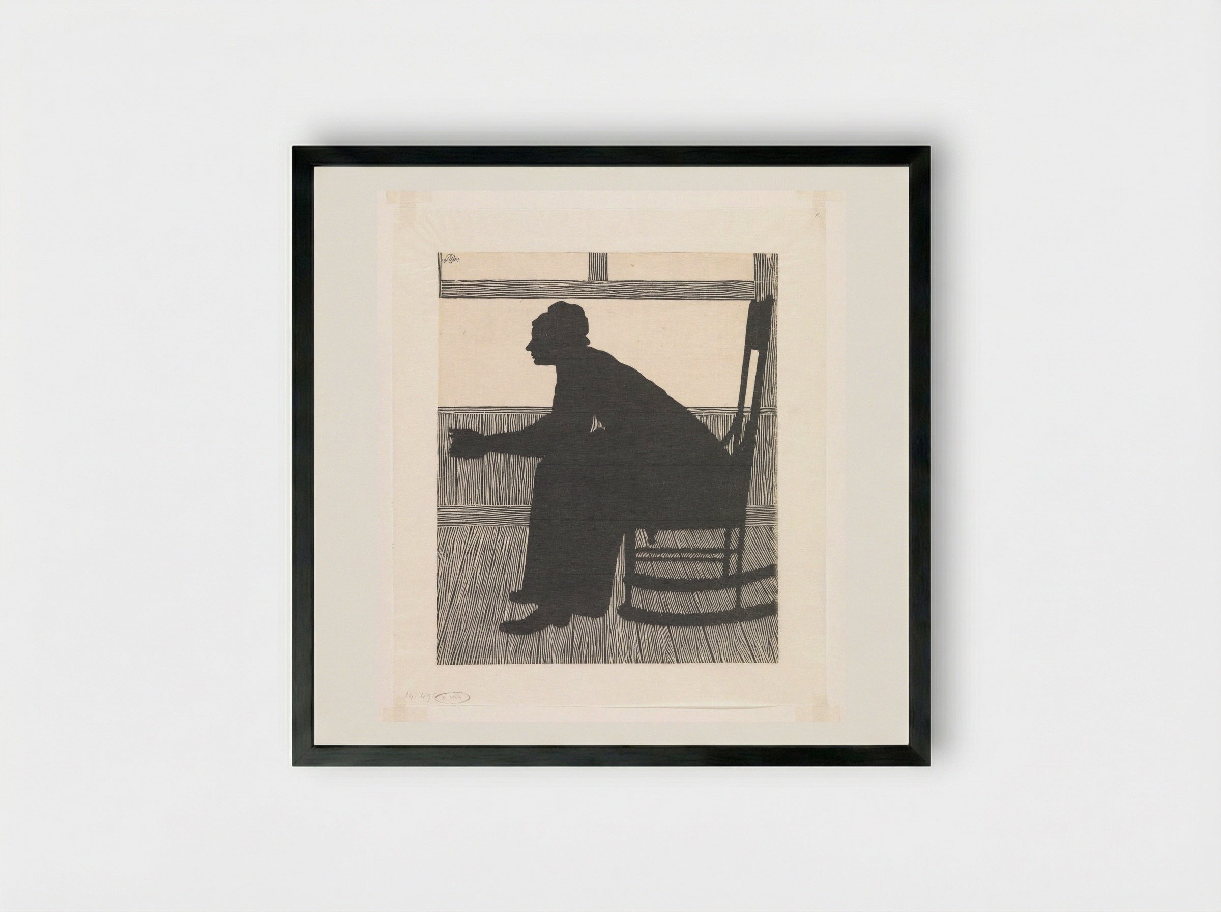 Silhouet (Vrouw in schommelstoel) - Samuel Jessurun de Mesquita - Framed Print Black