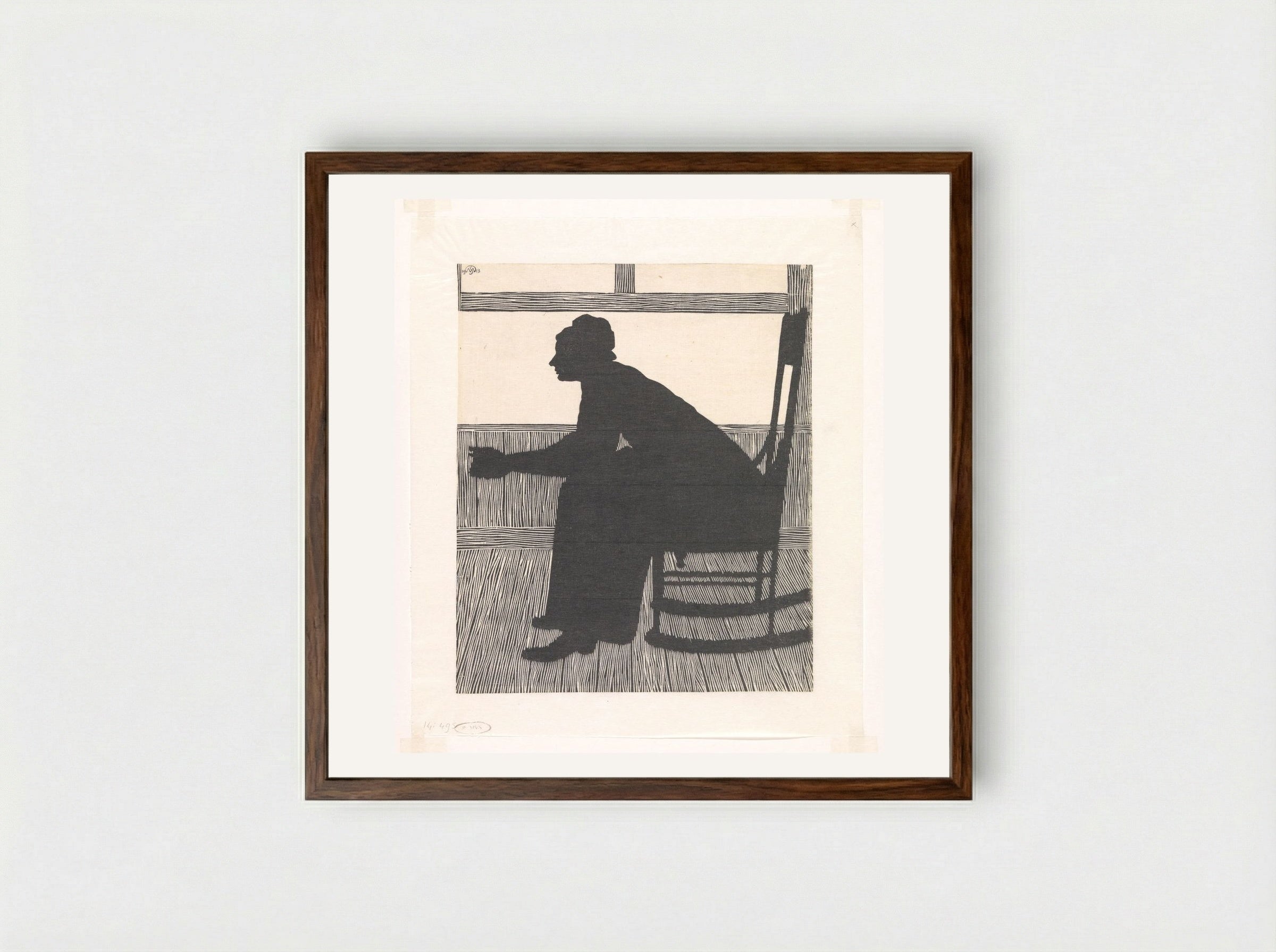 Silhouet (Vrouw in schommelstoel) - Samuel Jessurun de Mesquita - Framed Print Dark Wood