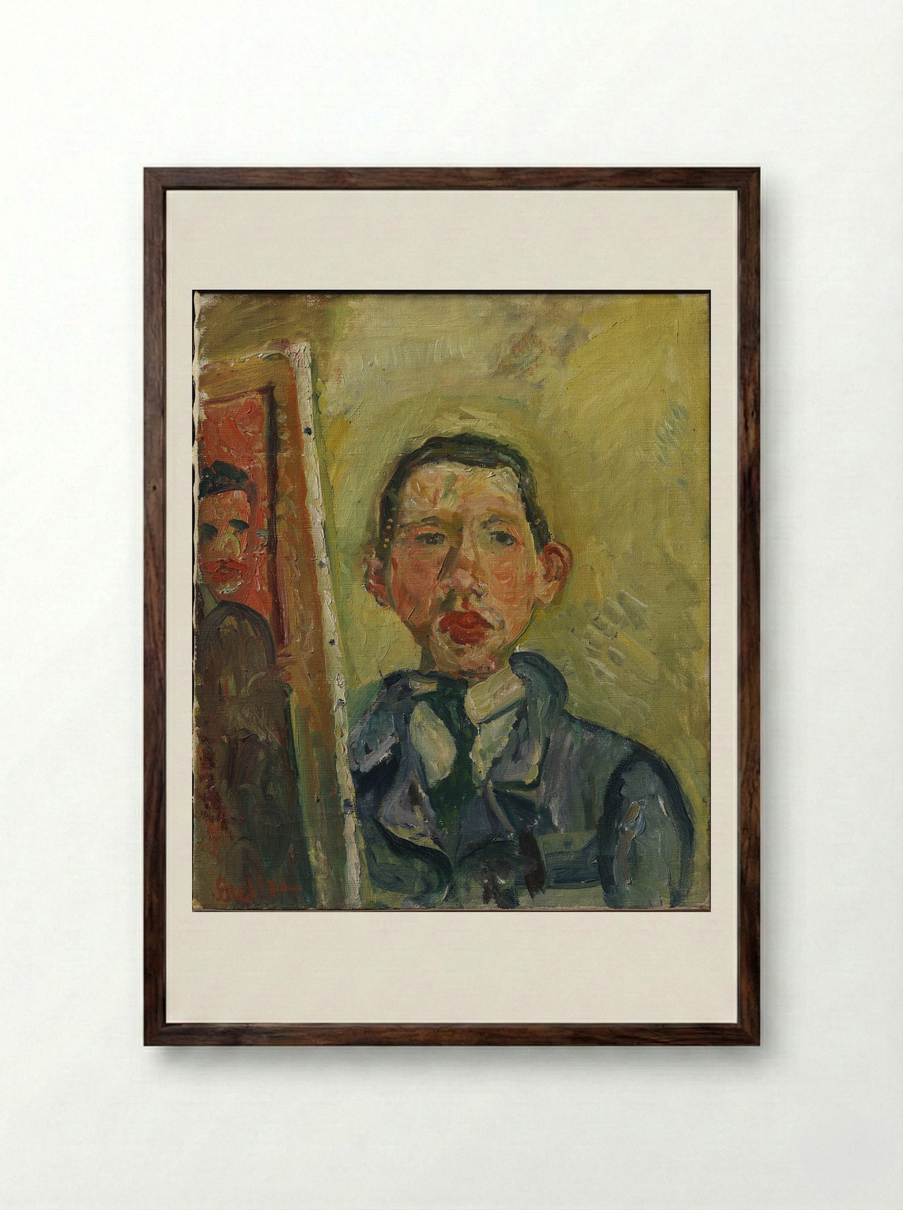 Self Portrait with Beard - Chaim Soutine - Framed Print Dark Wood