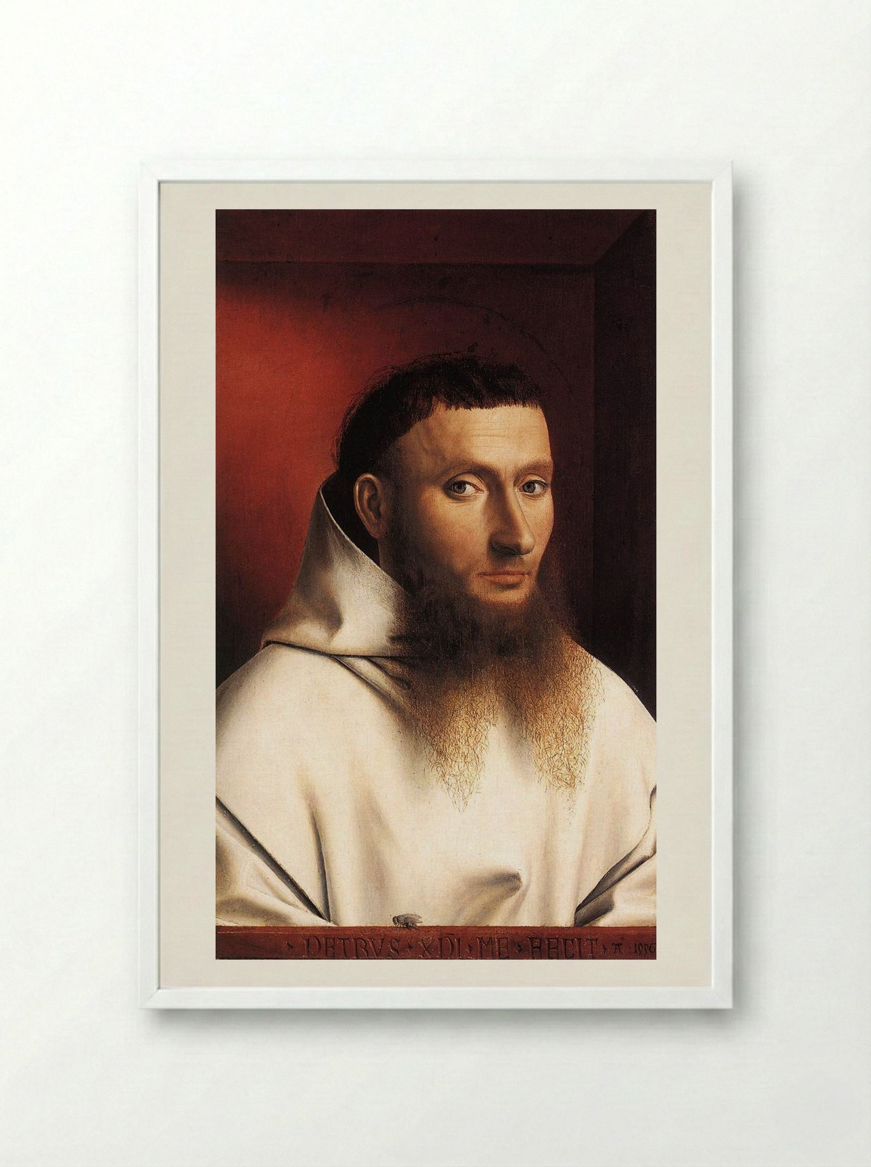 Portrait of a Carthusian - Petrus Christus - Framed Print White