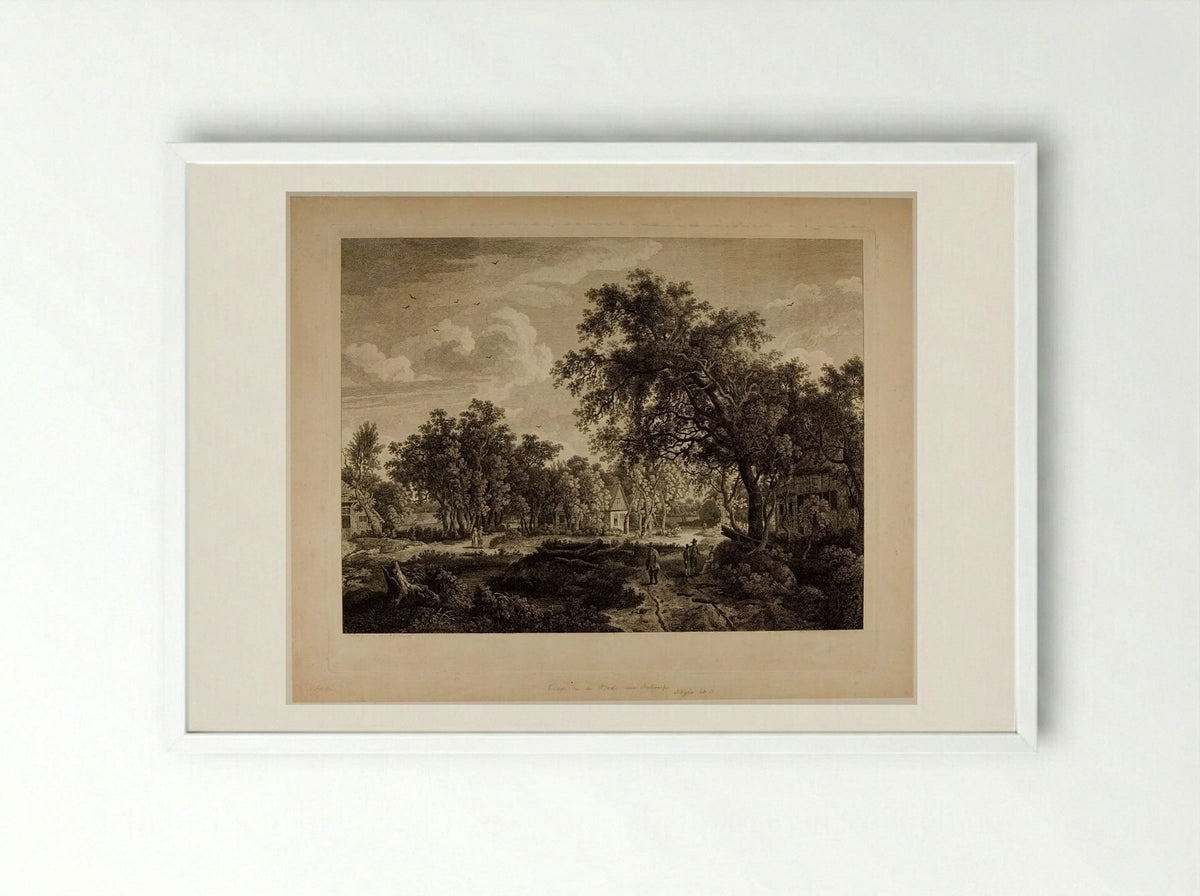 View of a Village in a Wood, near Antwerp - François Vivares - Framed Print White