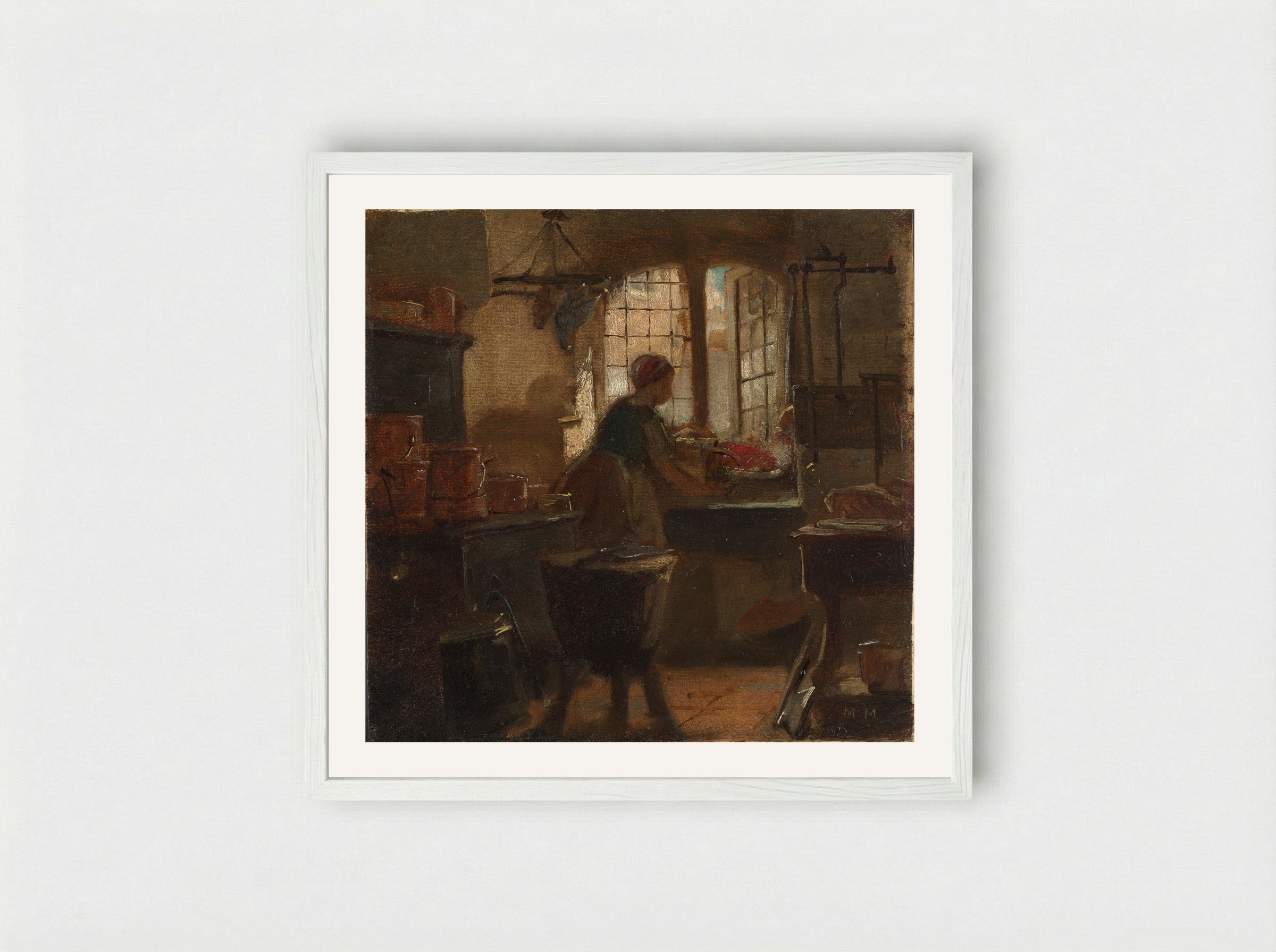 Kitchen - Matthijs Maris - Framed Print White