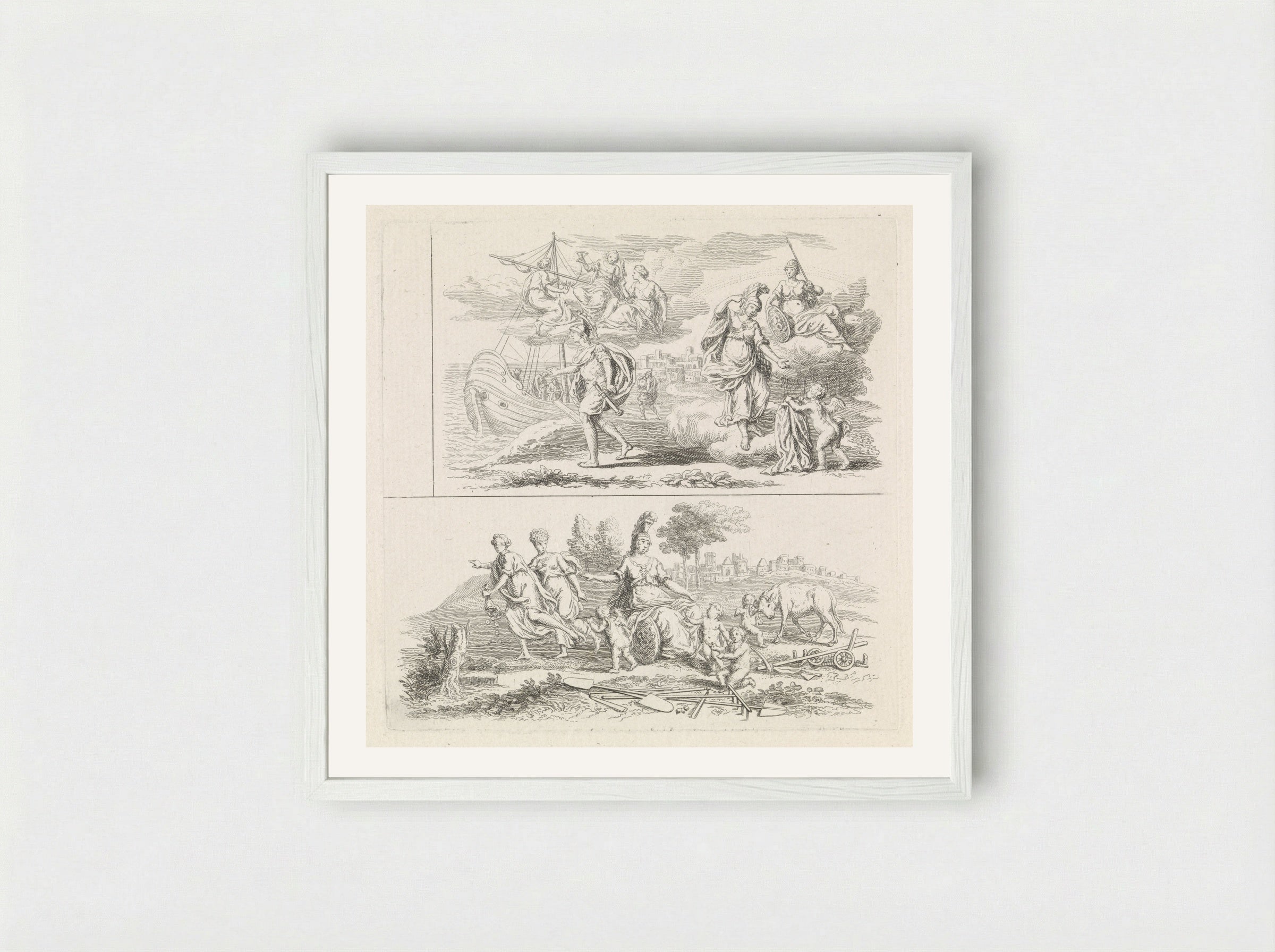 Twee voorstellingen met Minerva - Pieter Tanjé - Framed Print White