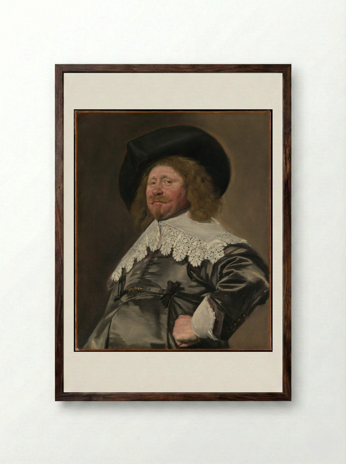 Portrait of a Man, Possibly Nicolaes Pietersz Duyst van Voorhout - Frans Hals - Framed Print Dark Wood