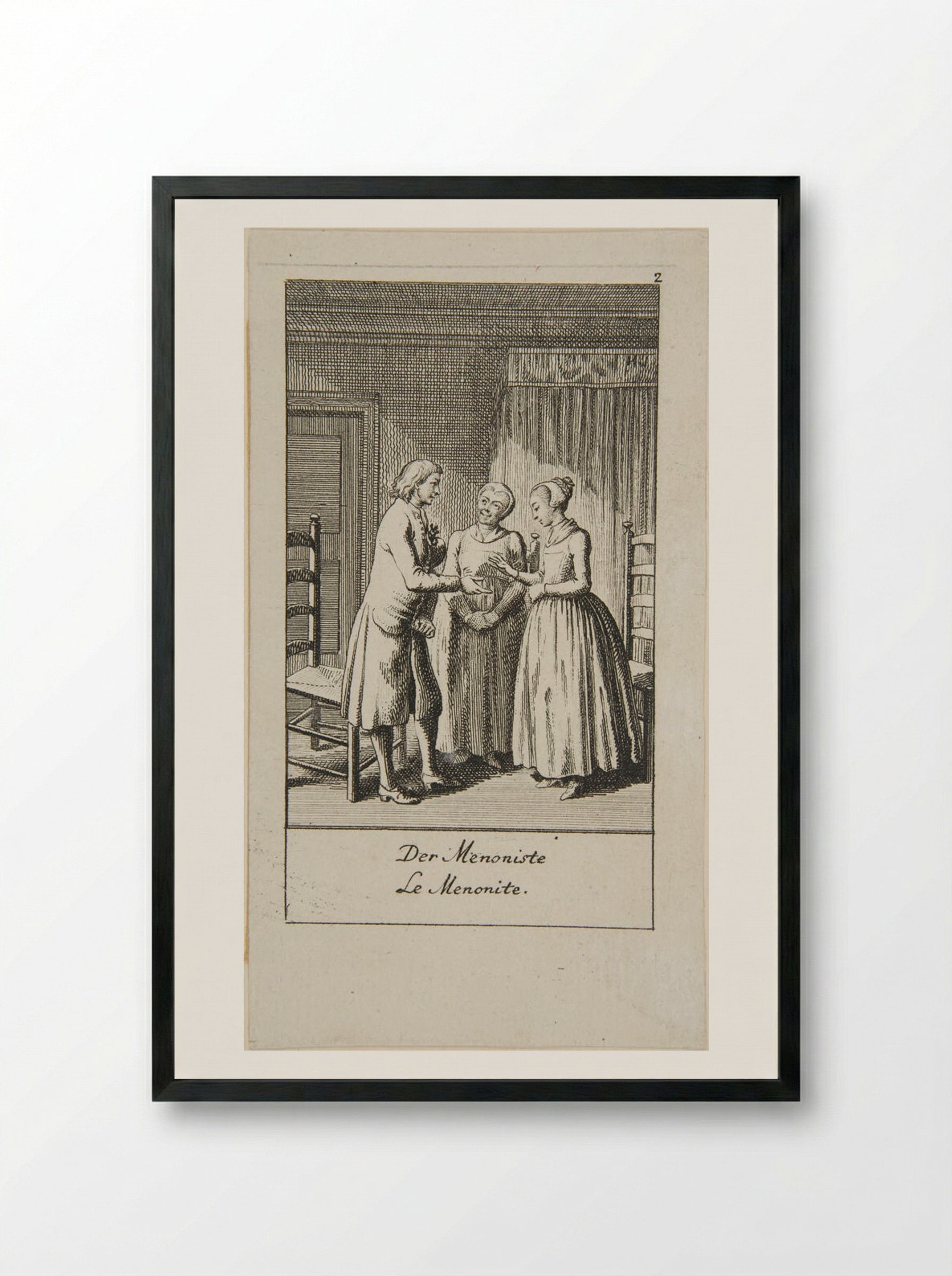 Illustration for Wedding Proposals: The Mennonite - Daniel Nikolaus Chodowiecki - Framed Print Black