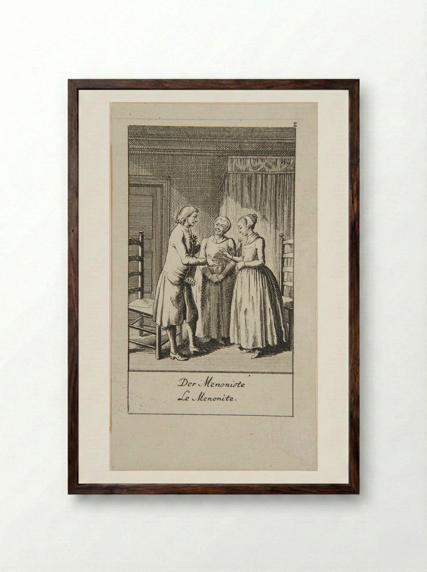 Illustration for Wedding Proposals: The Mennonite - Daniel Nikolaus Chodowiecki - Framed Print Dark Wood