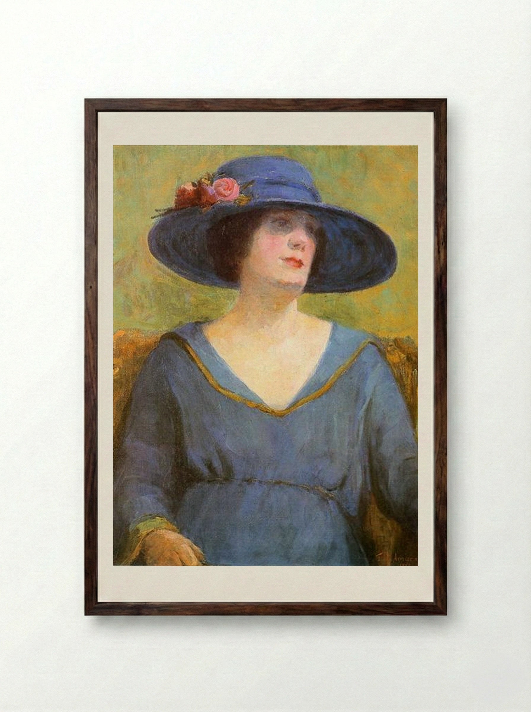 Blue Hat - Tarsila do Amaral - Framed Print Dark Wood