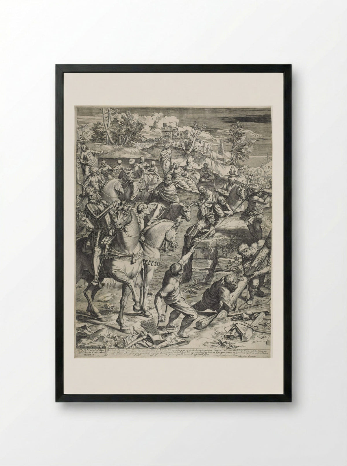 The Great Crucifixion (left panel) - Agostino Carracci - Framed Print Black