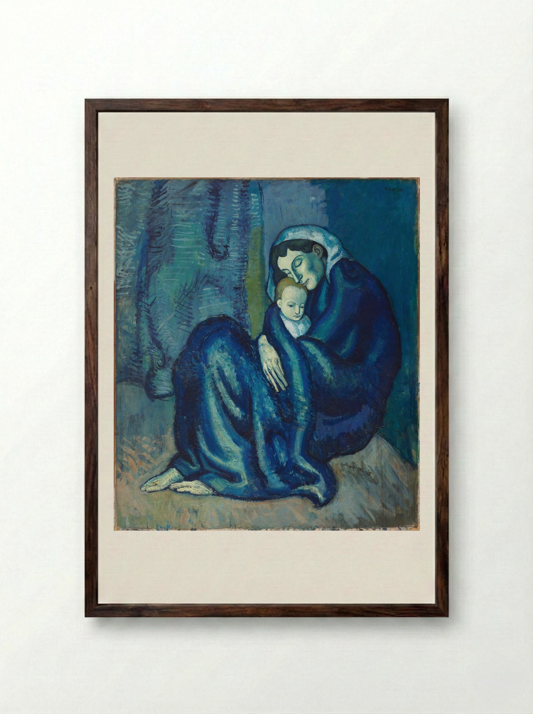 Mother and Child - Pablo Picasso - Framed Print Dark Wood