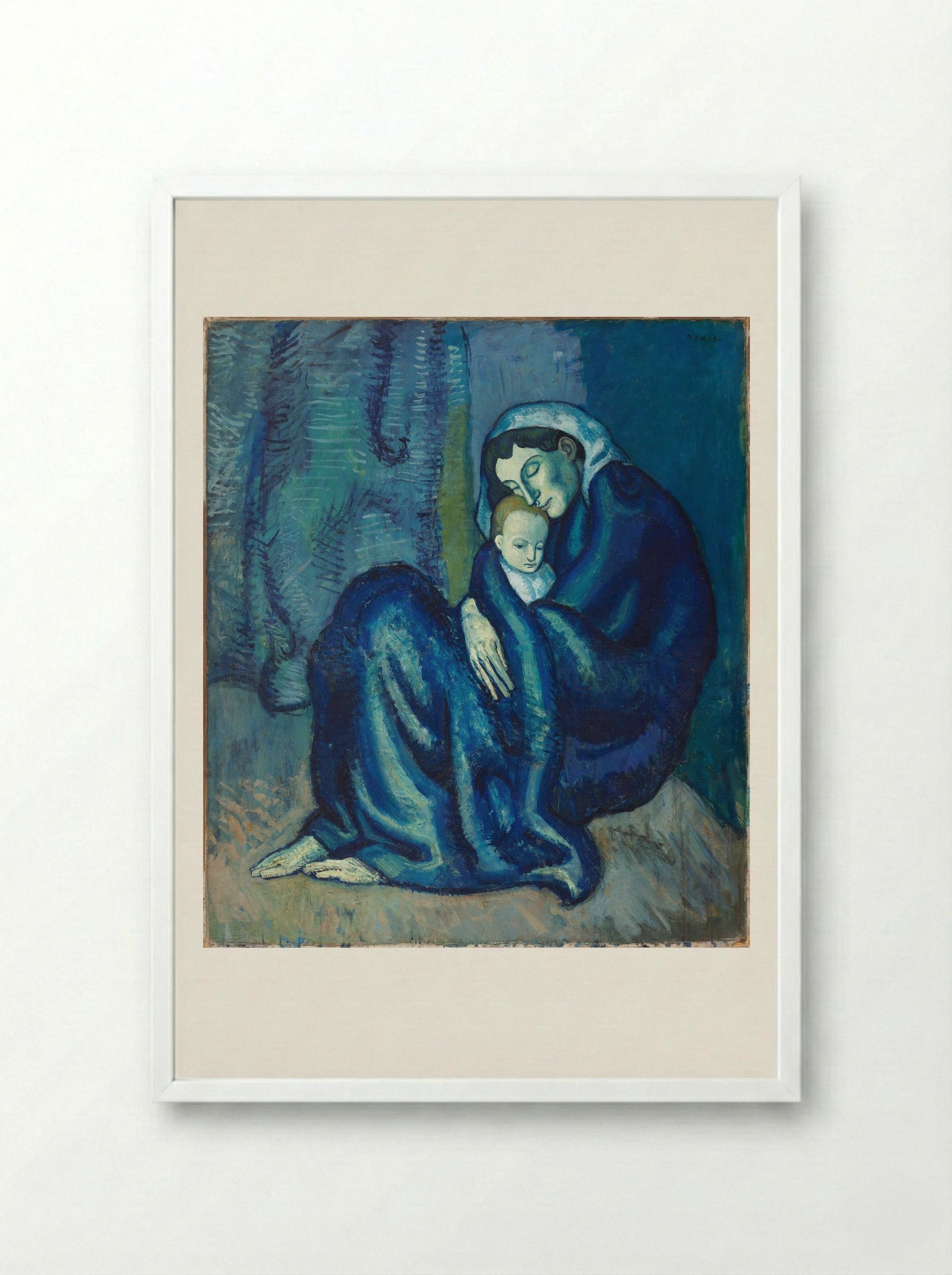 Mother and Child - Pablo Picasso - Framed Print White