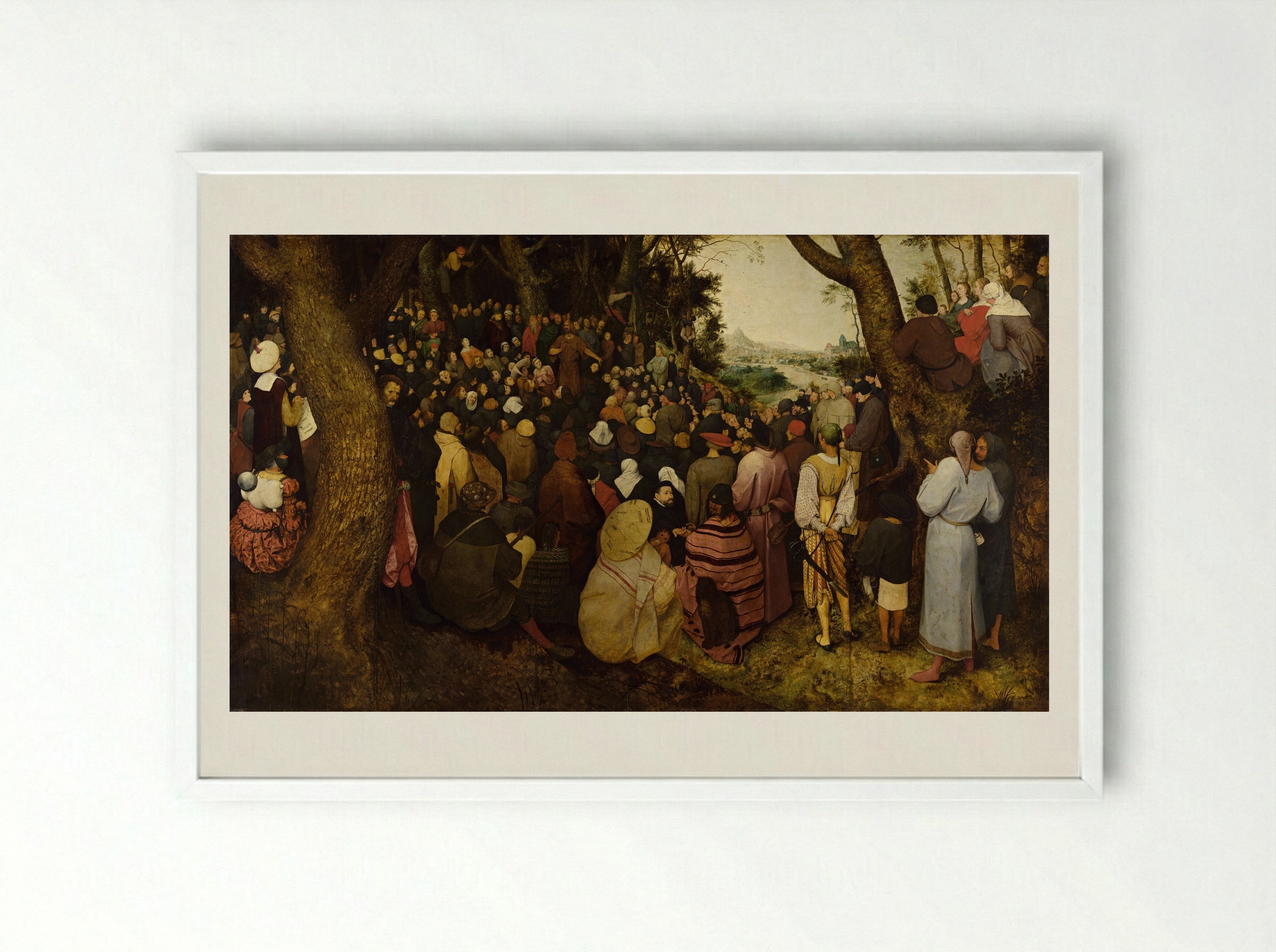 The Sermon of St. John the Baptist - Pieter Bruegel the Elder - Framed Print White