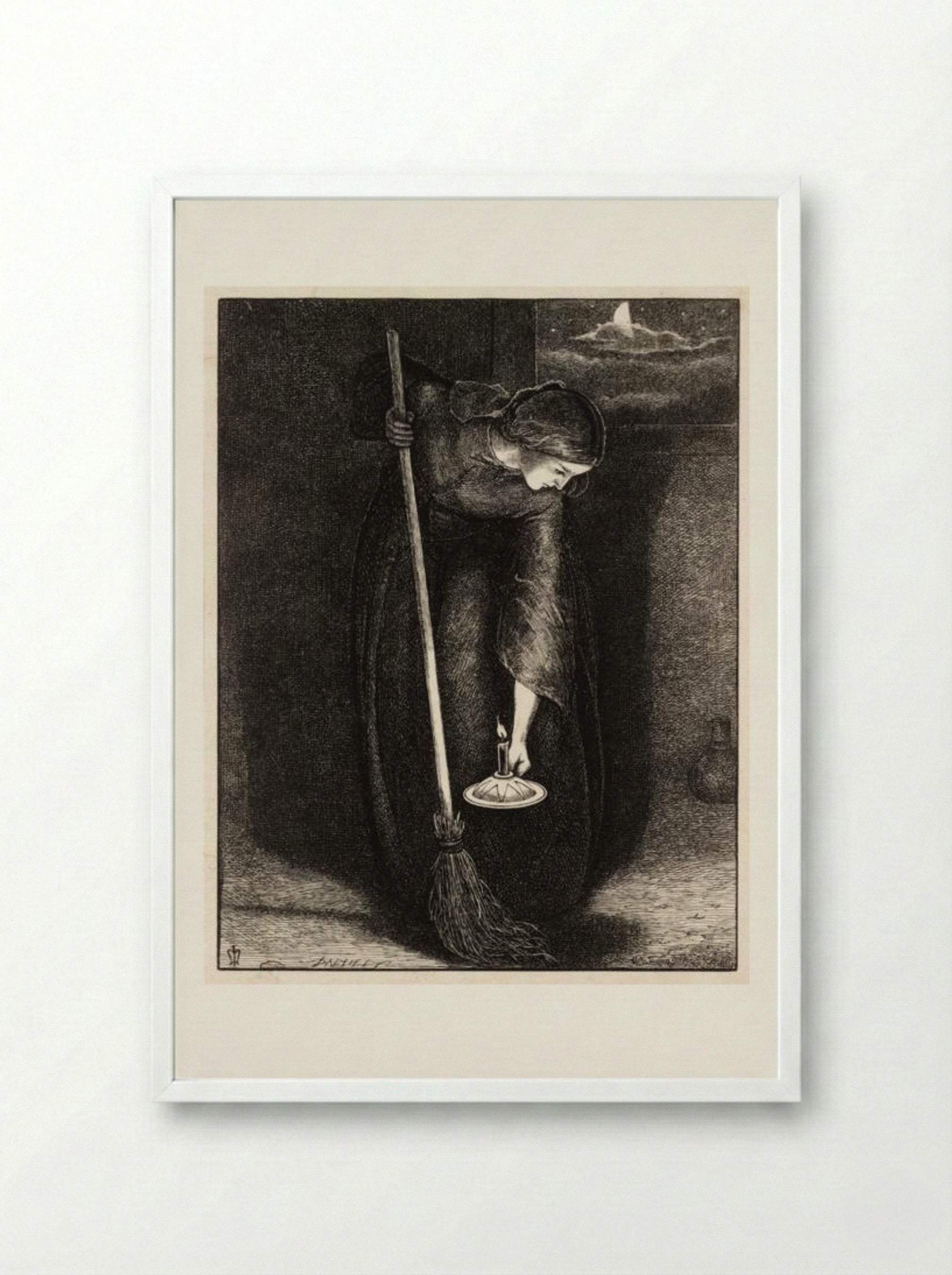 The Lost Piece of Silver - John Everett Millais - Framed Print White