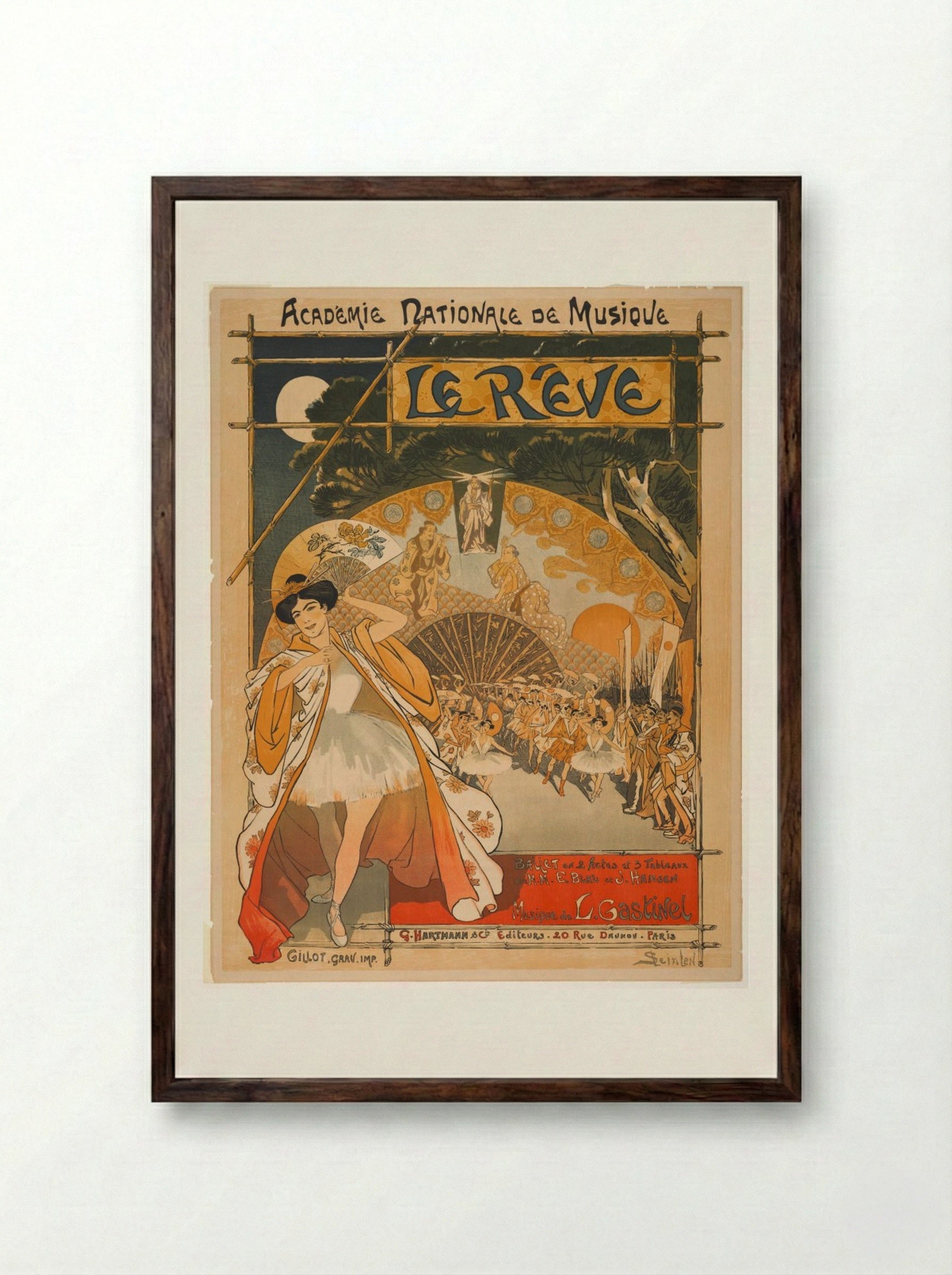 Le Rêve - Théophile Alexandre Steinlen - Framed Print Dark Wood