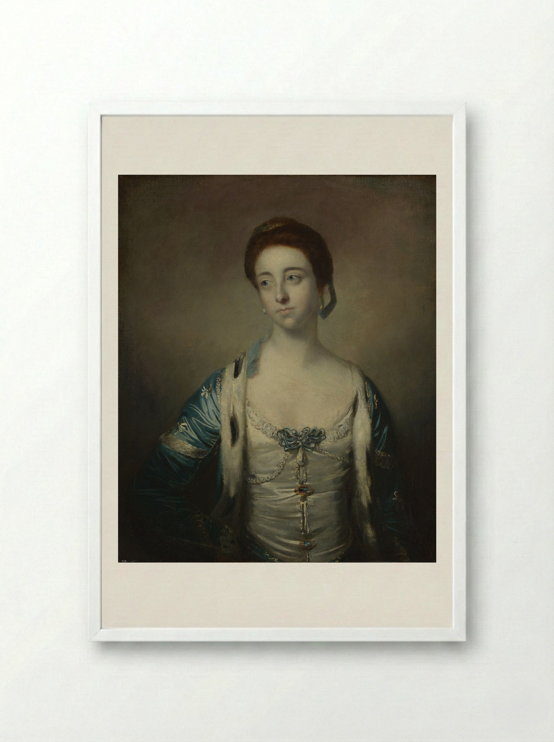 Mrs. Robert Brudenell - Sir Joshua Reynolds - Framed Print White