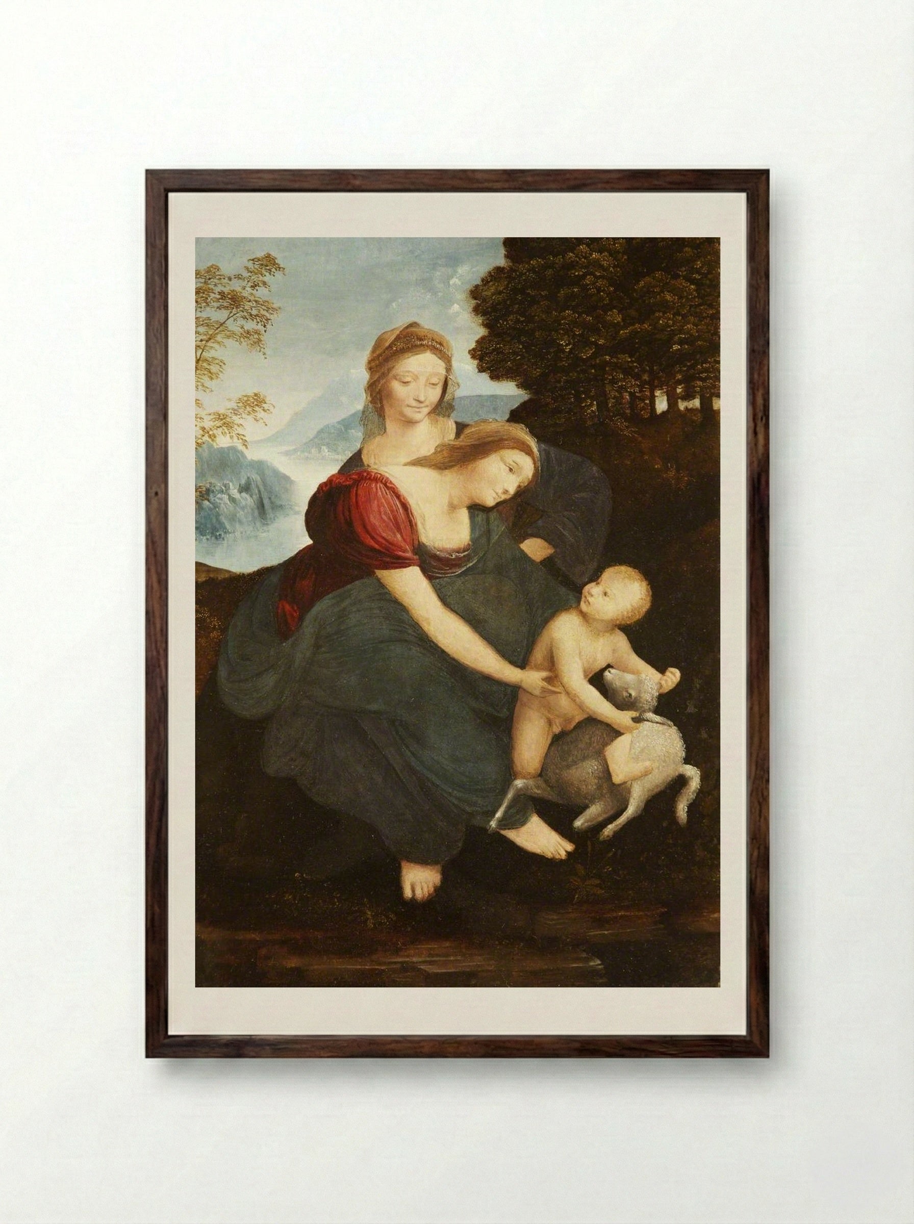 Virgin and Child - Leonardo da Vinci - Framed Print Dark Wood