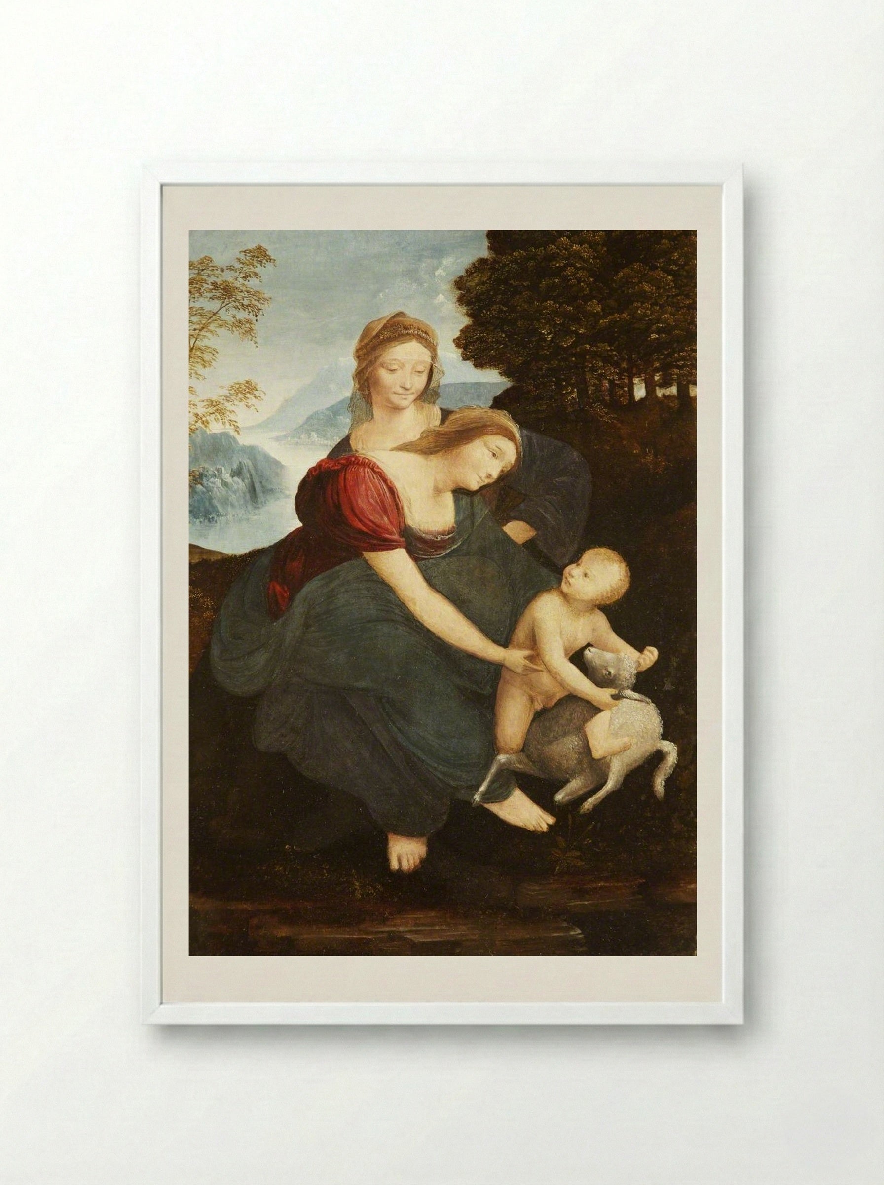 Virgin and Child - Leonardo da Vinci - Framed Print White