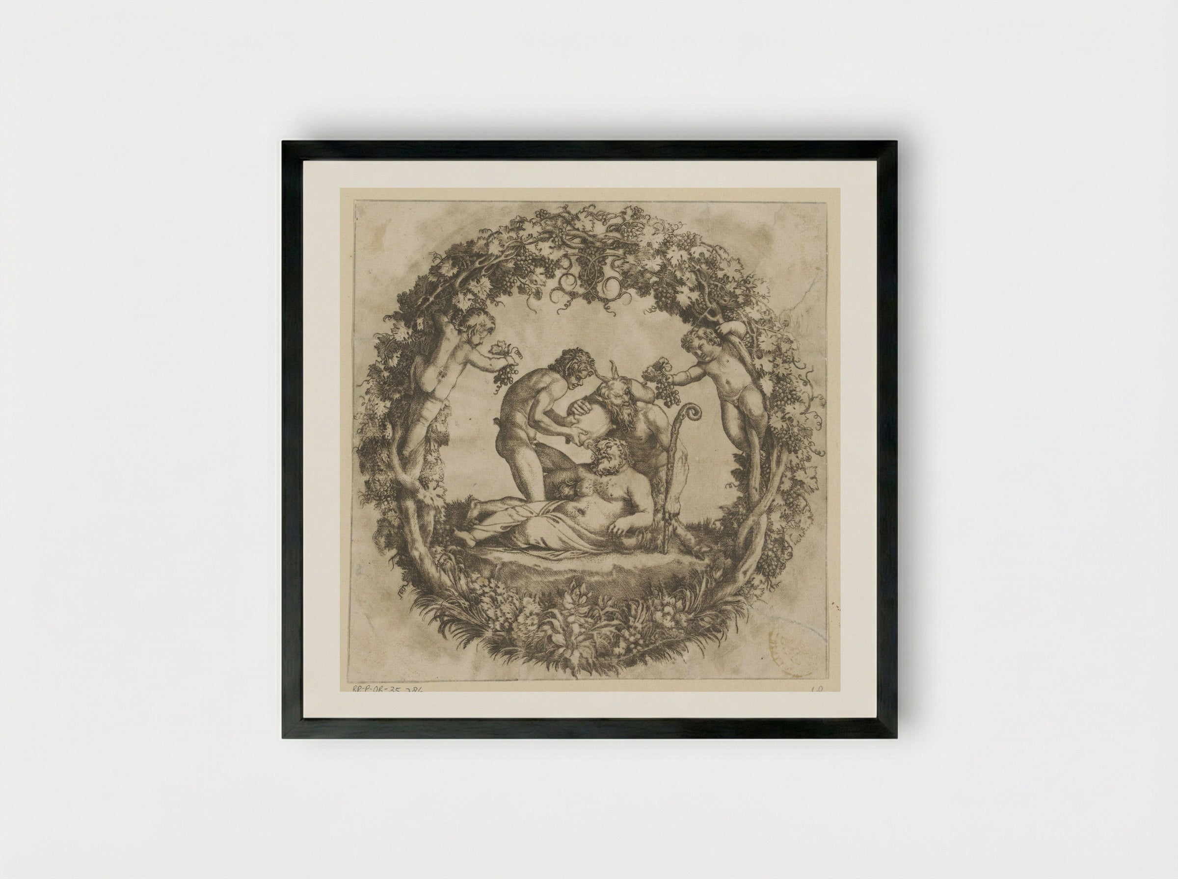Drunken Silenus - Annibale Carracci - Framed Print Black