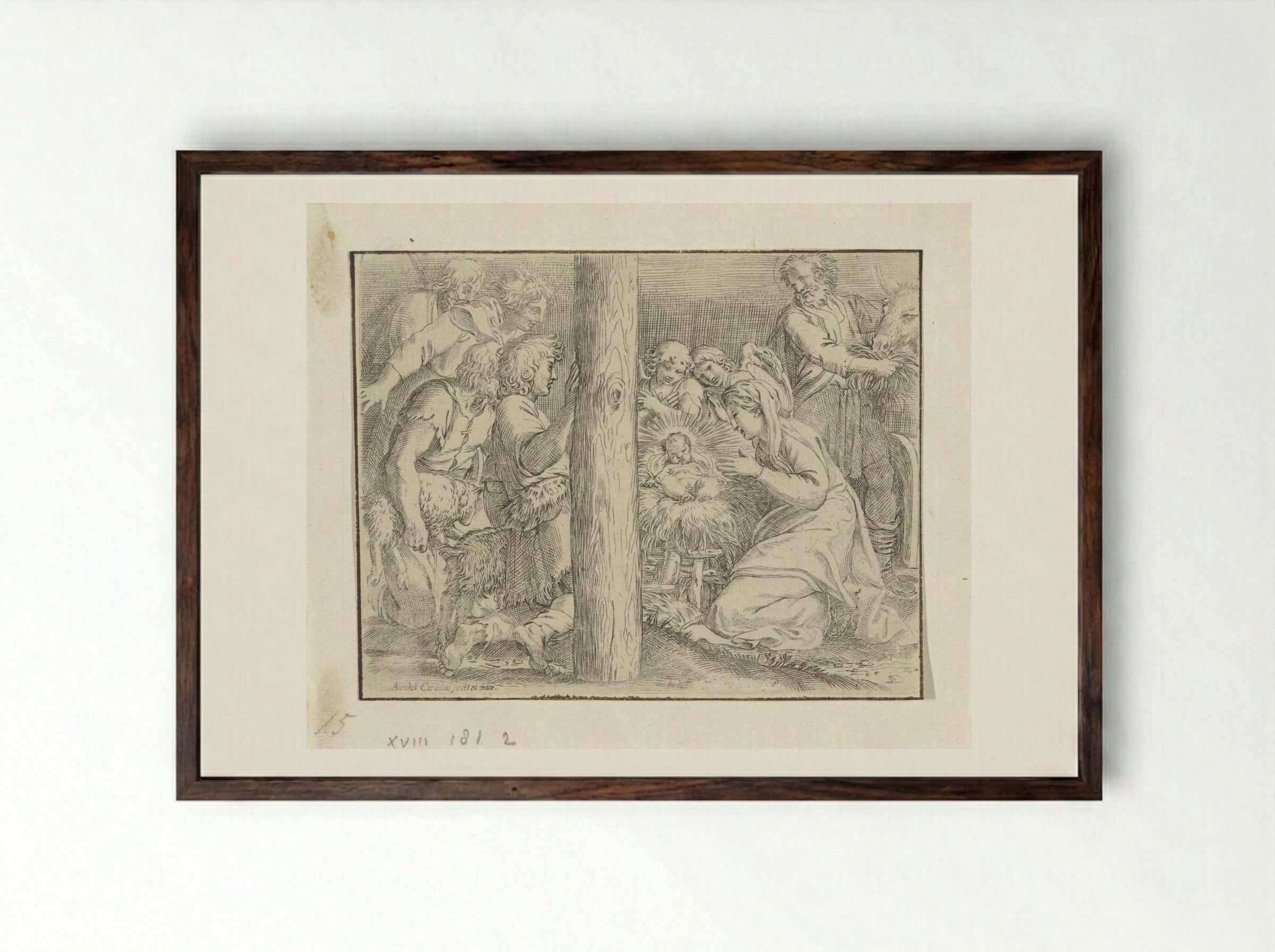 Adoration of the Shepherds - Annibale Carracci - Framed Print Dark Wood