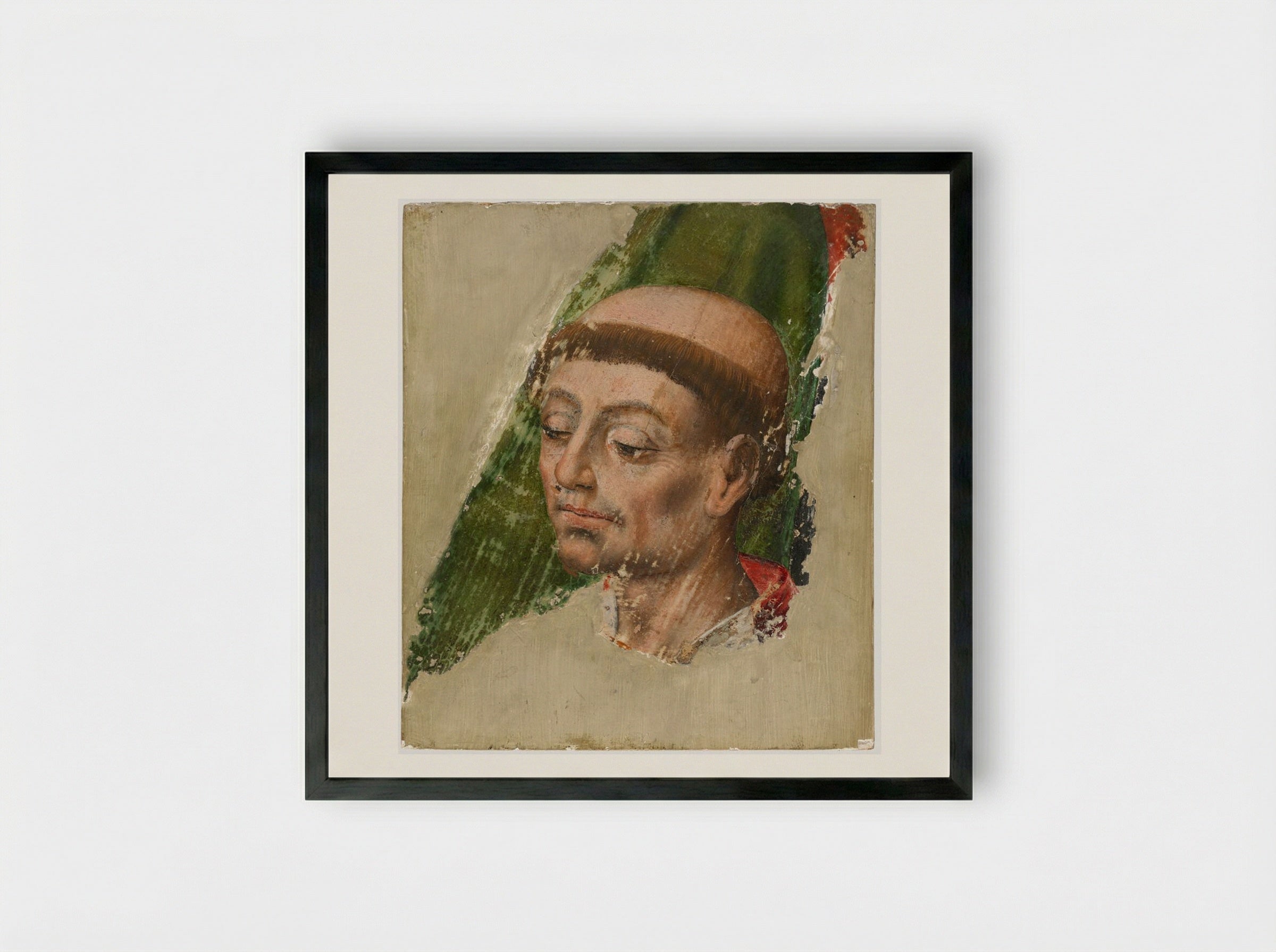Head of a Monk - Fine Art Print - Framed Print Black