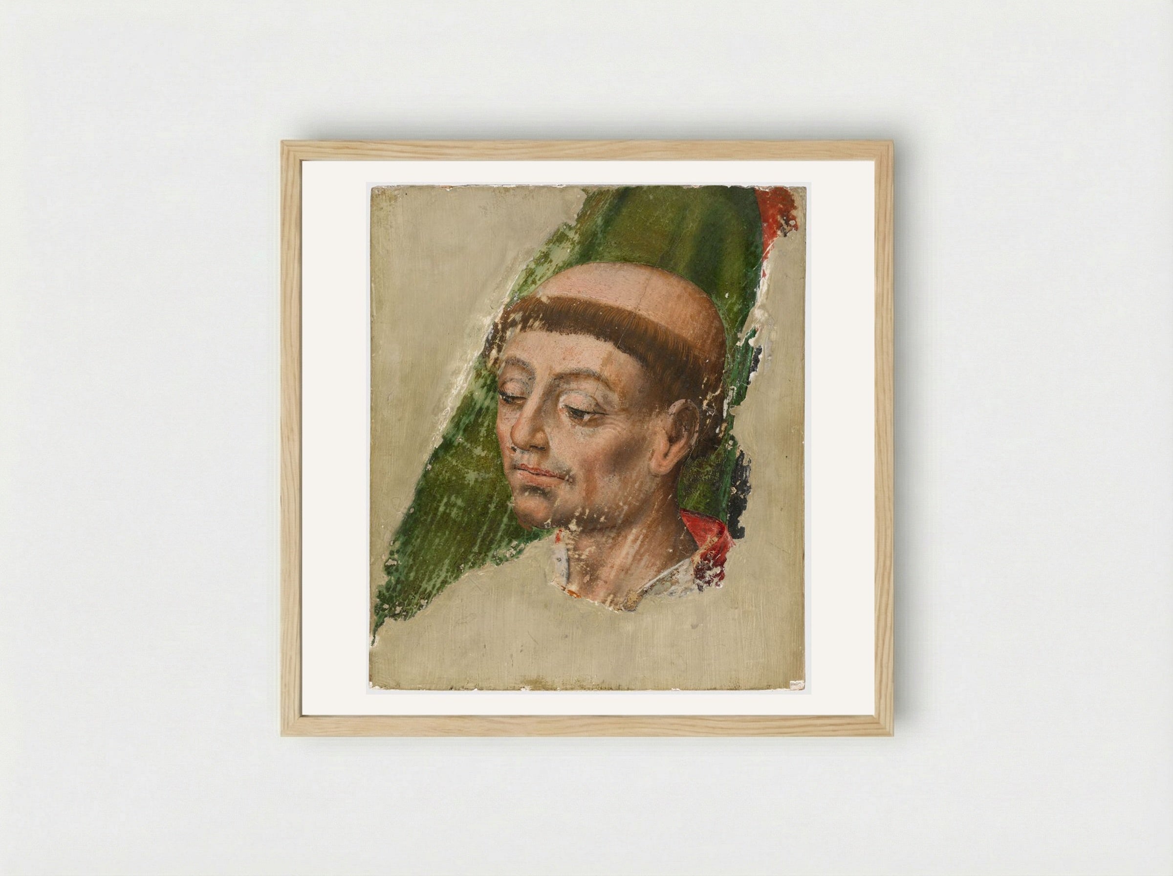 Head of a Monk - Fine Art Print - Framed Print Wood