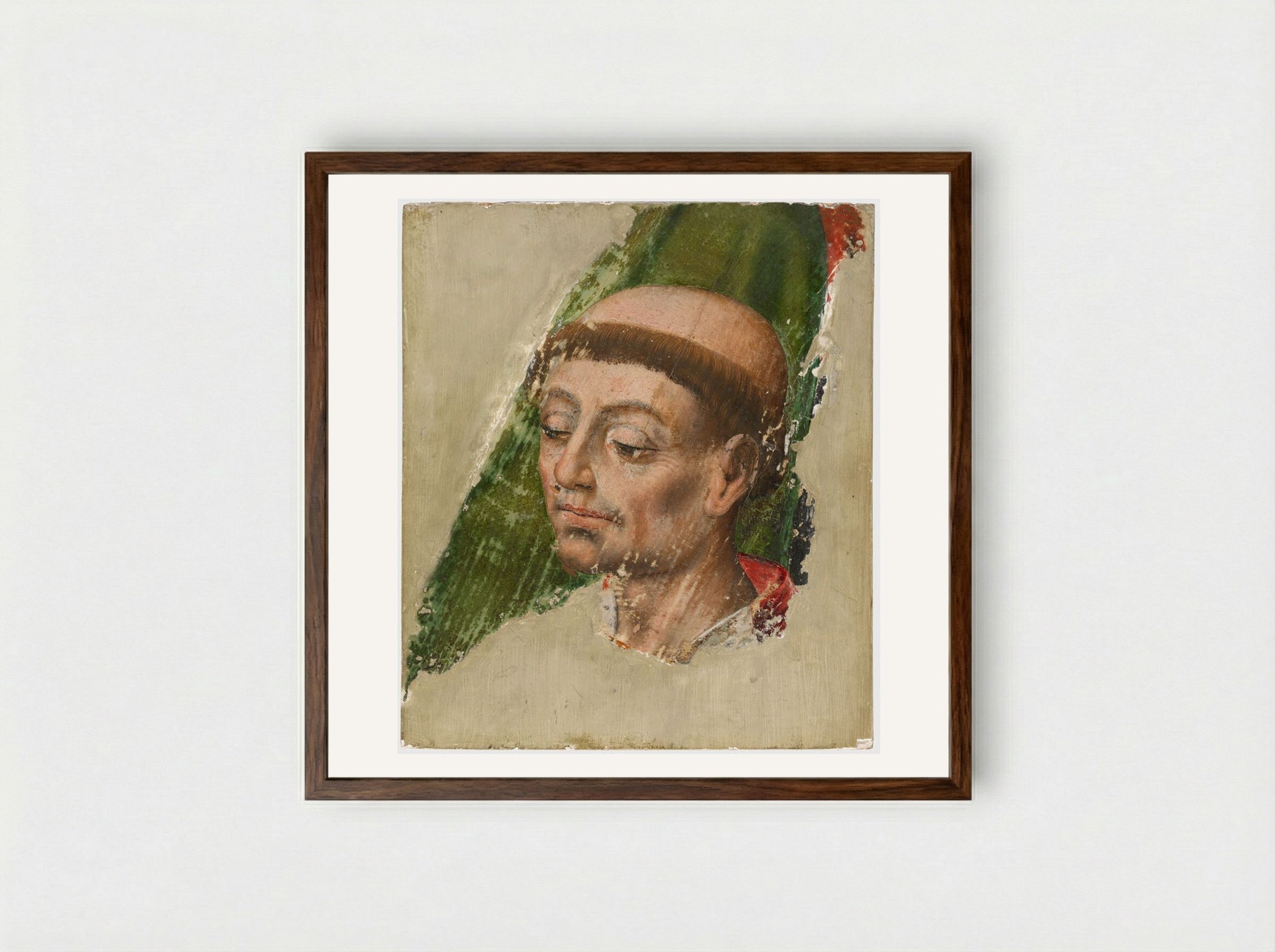 Head of a Monk - Fine Art Print - Framed Print Dark Wood