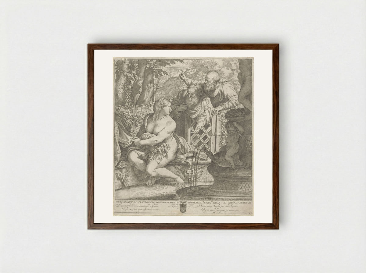 Susanna and the Elders - Annibale Carracci - Framed Print Dark Wood