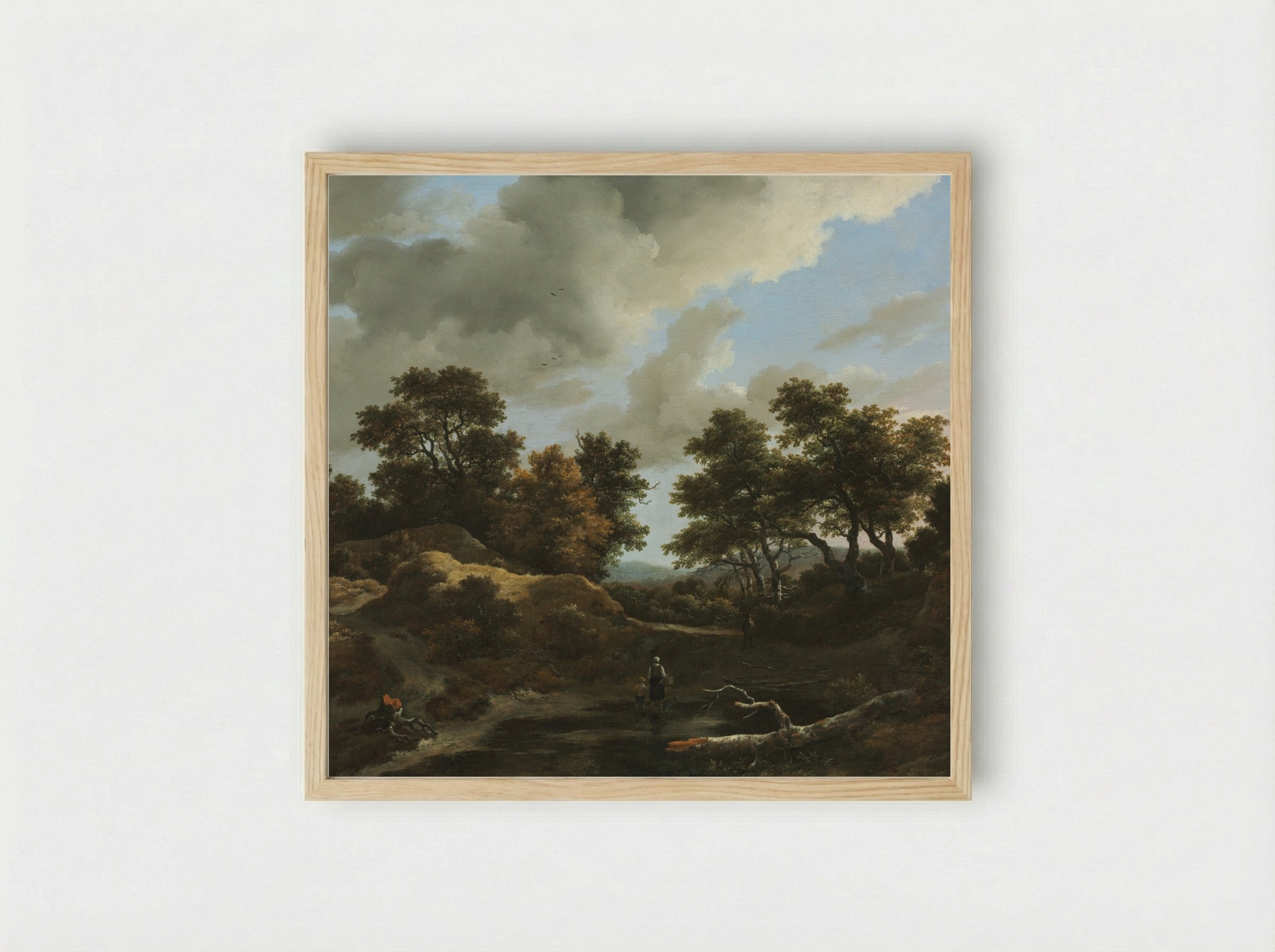 Wooded and Hilly Landscape - Jacob van Ruisdael - Framed Print Wood