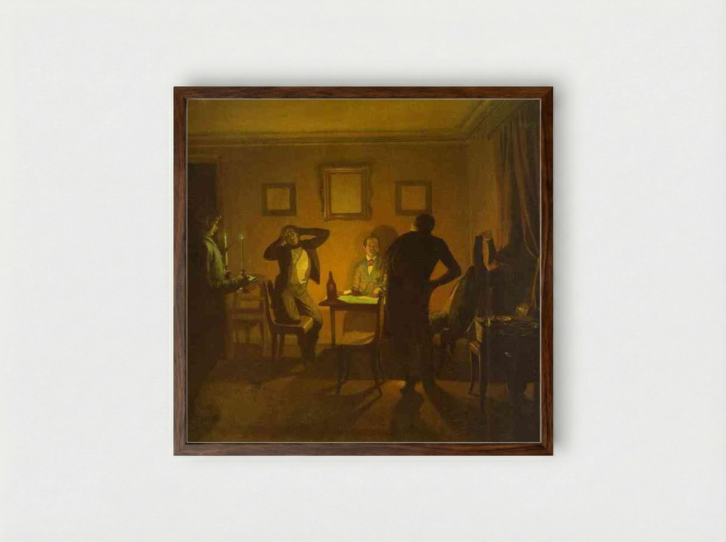 Gamblers - Pavel Fedotov - Framed Print Dark Wood