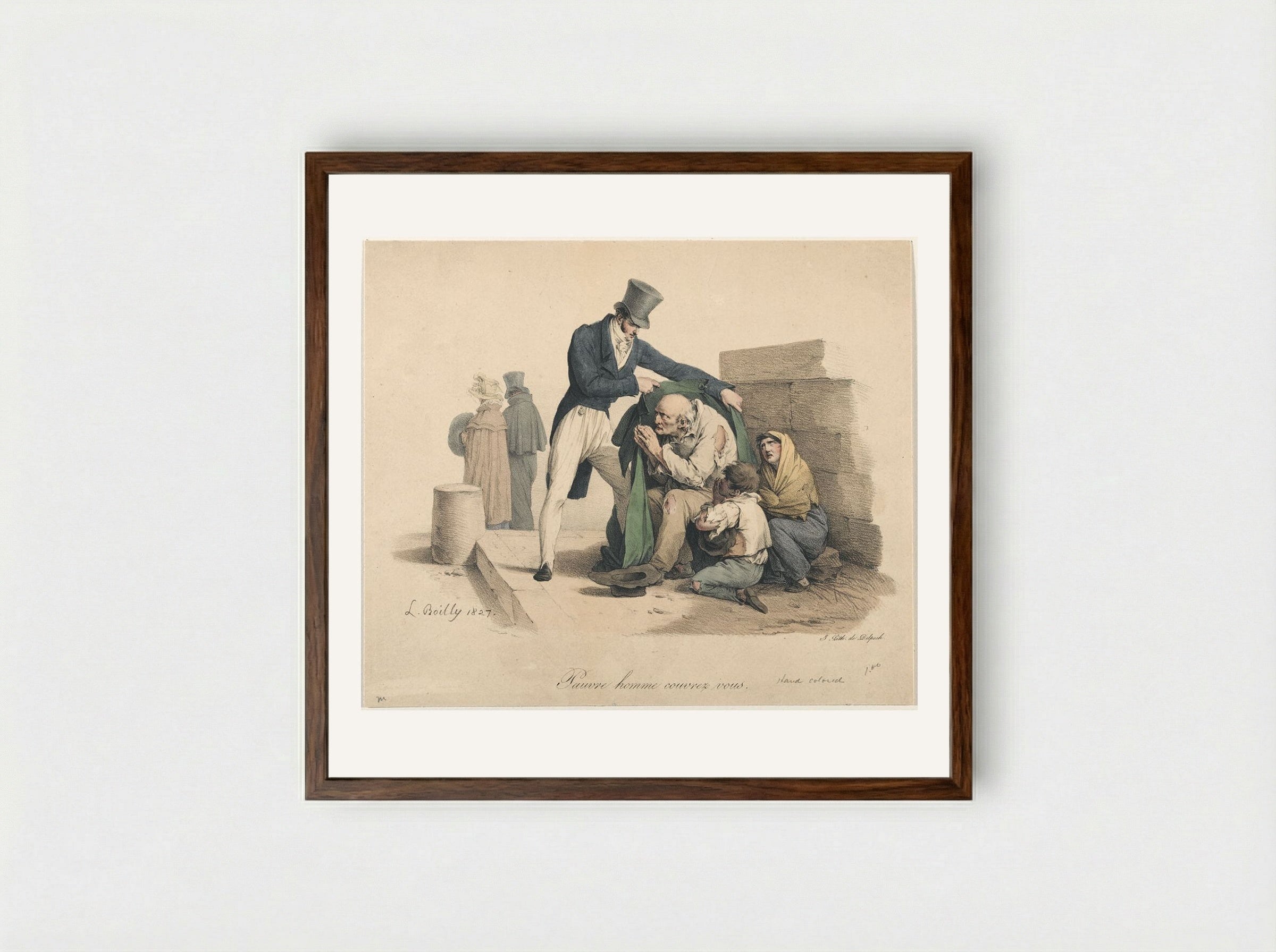 Pauvre homme couvrez vous - Louis-Léopold Boilly - Framed Print Dark Wood