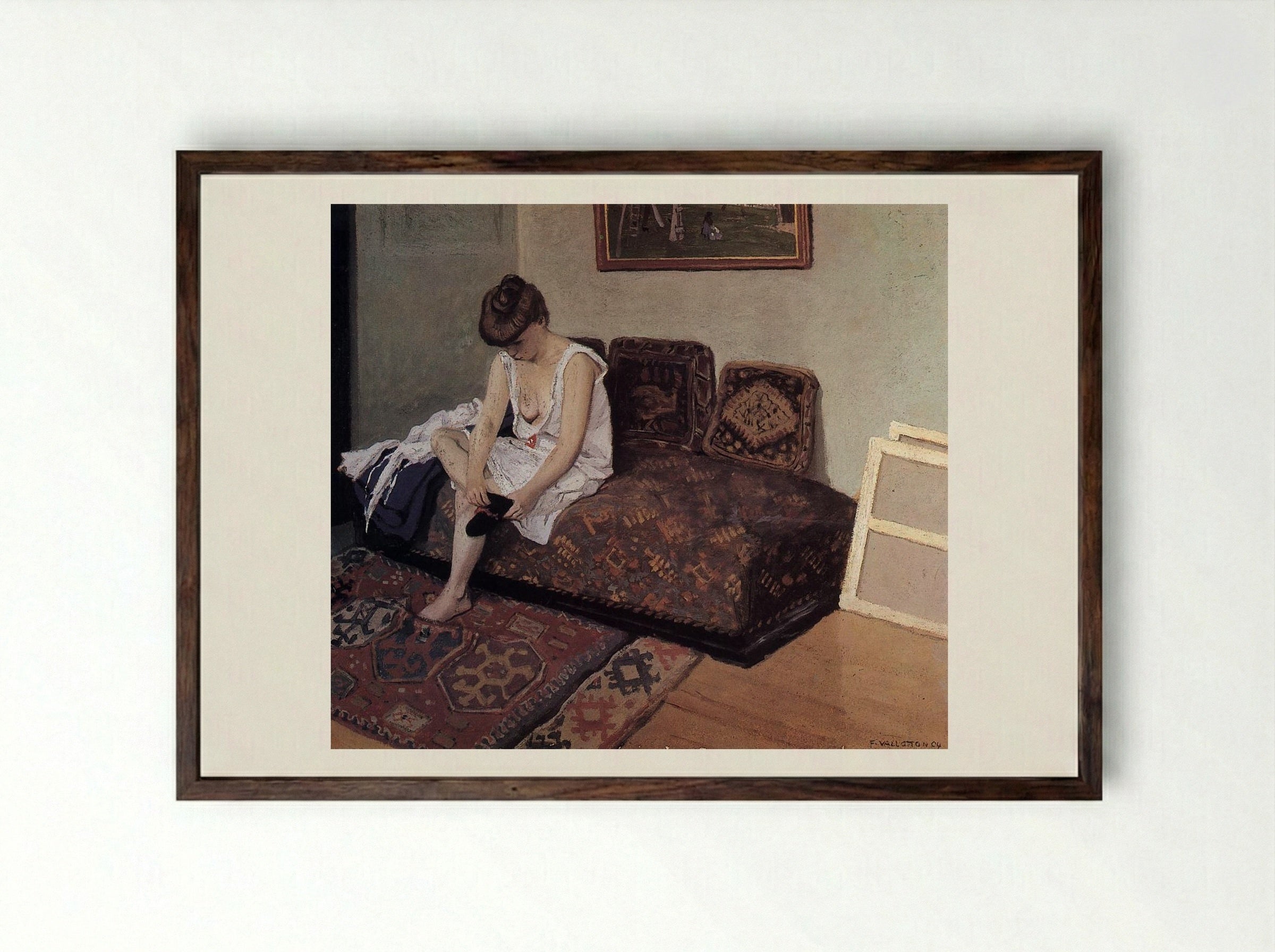 The Black Stocking - Félix Vallotton - Framed Print Dark Wood