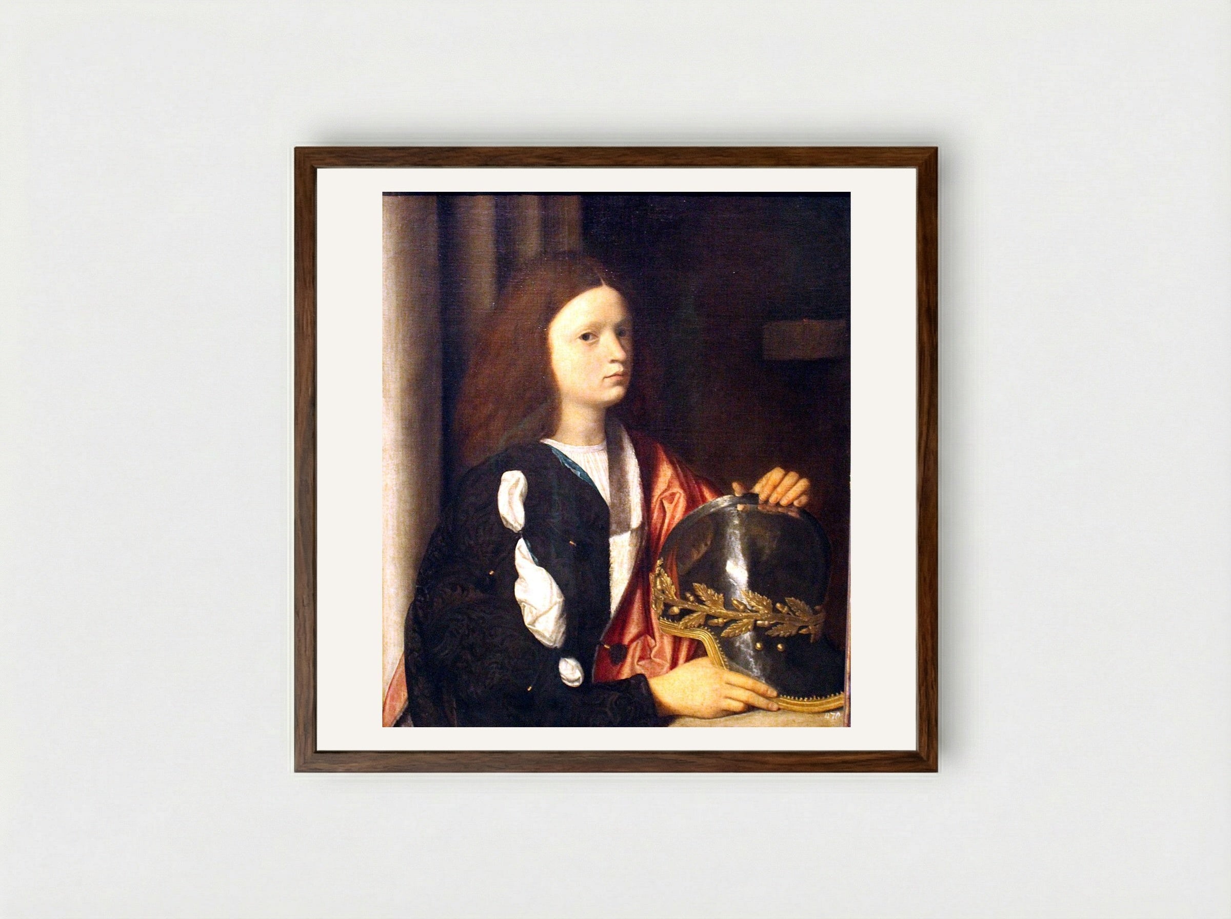 Portrait of Francesco Maria della Rovere - Giorgione - Framed Print Dark Wood