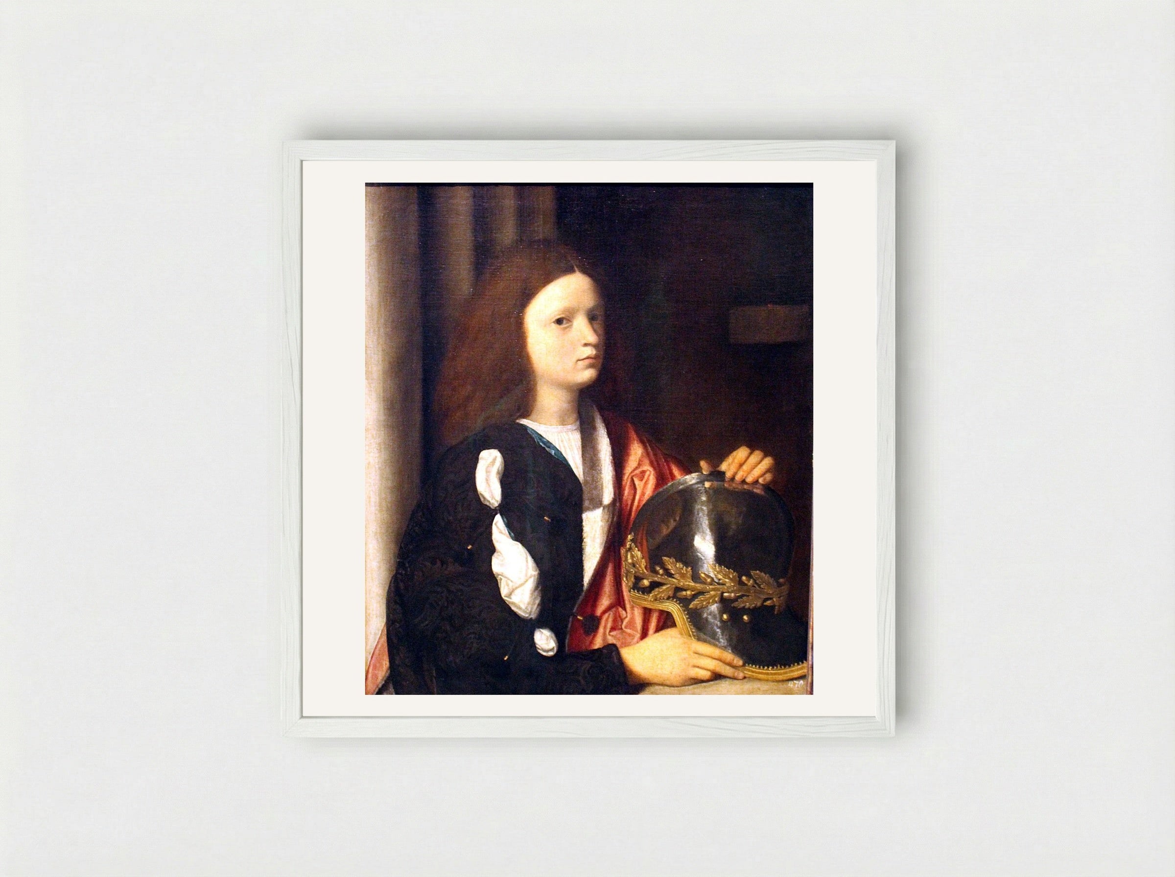 Portrait of Francesco Maria della Rovere - Giorgione - Framed Print White