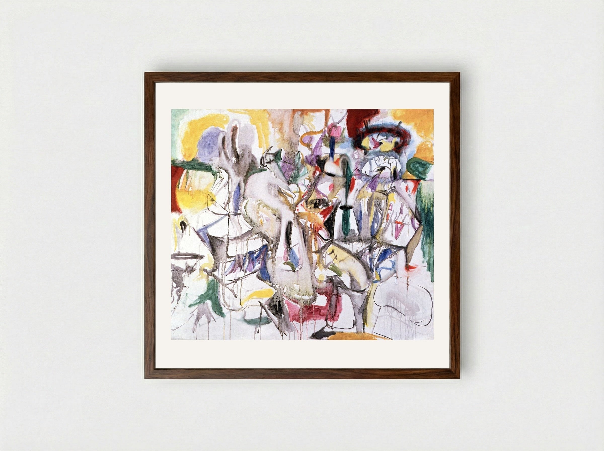 How My Mother's Embroidered Apron Unfolds in My Life - Arshile Gorky - Framed Print Dark Wood